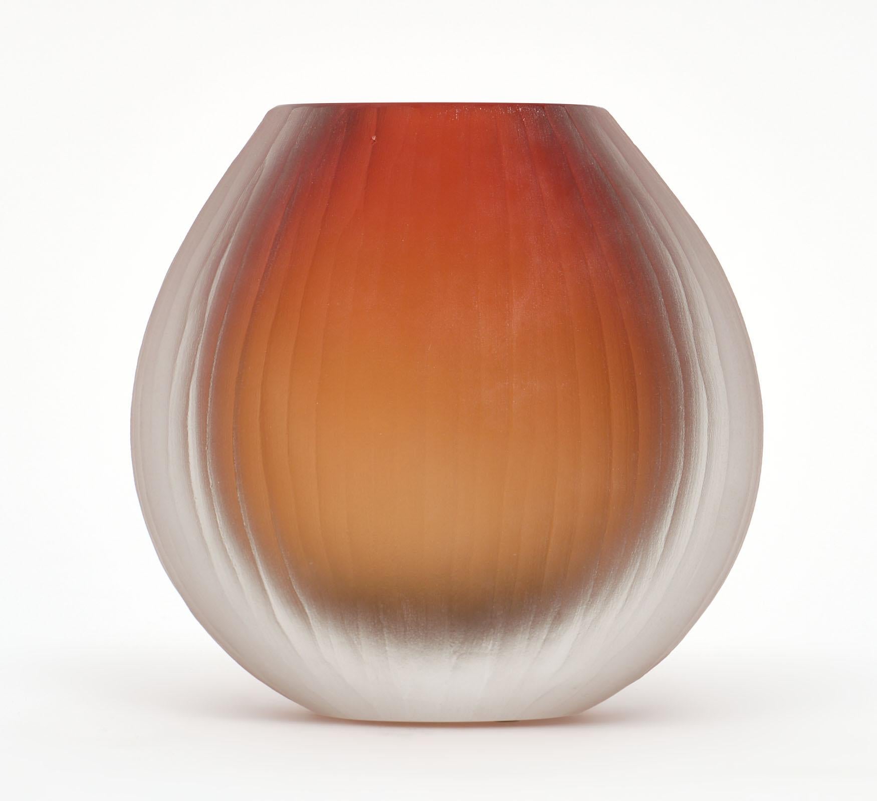 Murano Glass Trio of Tobia Scarpa Style Murano Frosted Vases