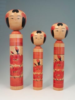 Trio of Traditional Kokeshi Dolls by Masahiro Satomi (1948-1994), Japan