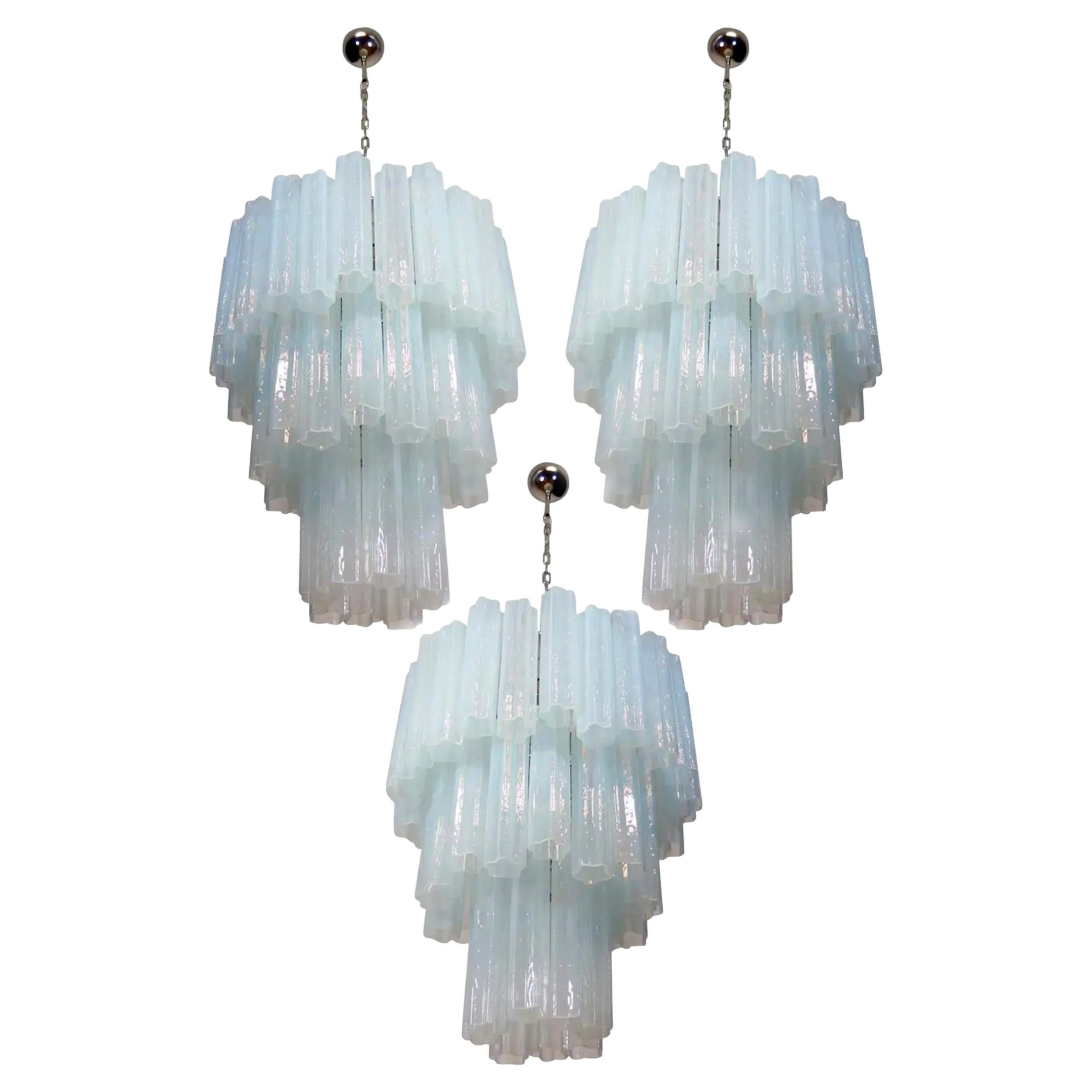 Trio of 48 Tronchi Chandeliers in Toni Zuccheri Style for Venini, Murano For Sale