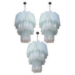 Trio of 48 Tronchi Chandeliers in Toni Zuccheri Style for Venini, Murano