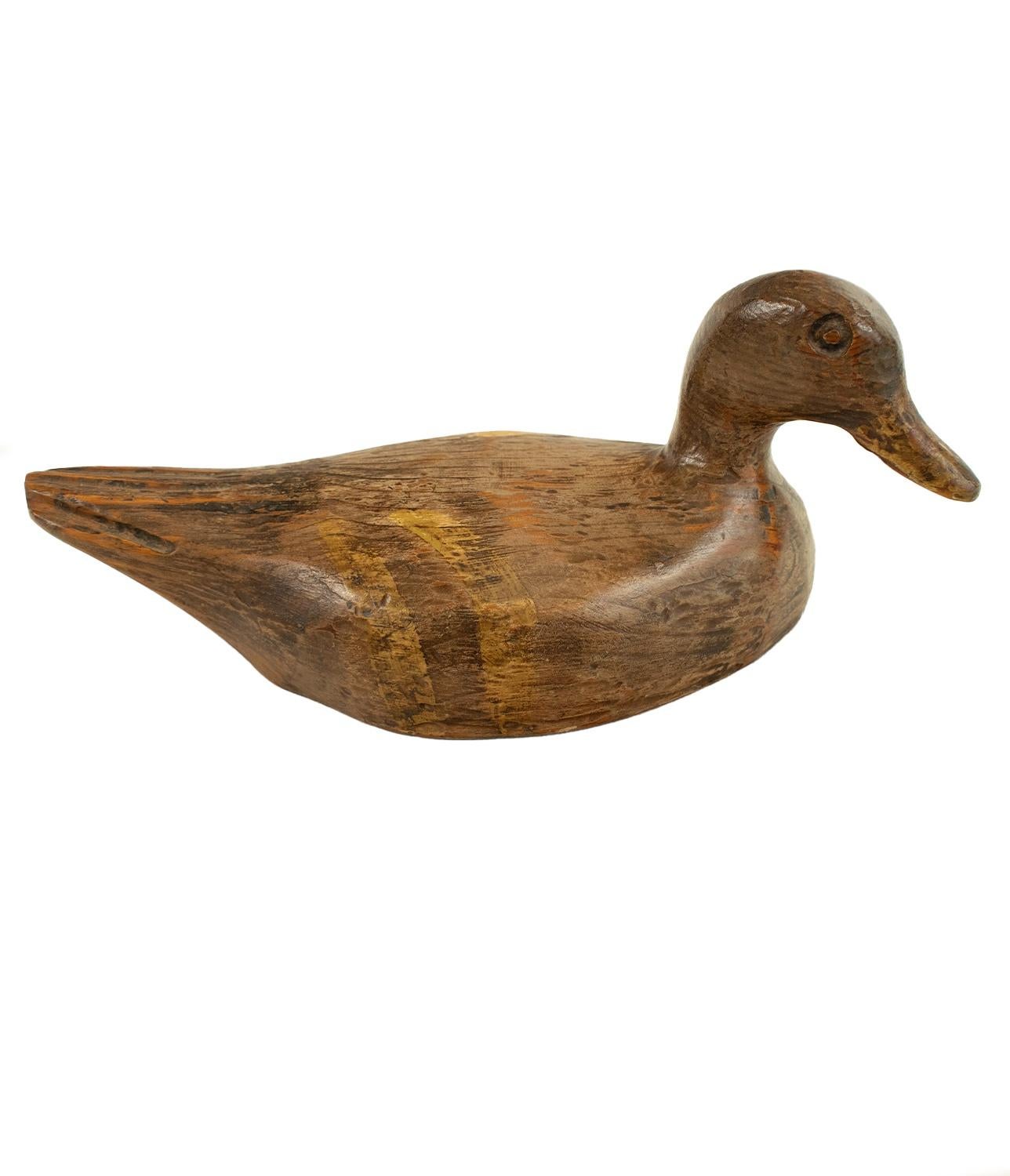 Hand-Carved Trio of two Ducks and a Curlew - ancient wood carved and painted decoys For Sale