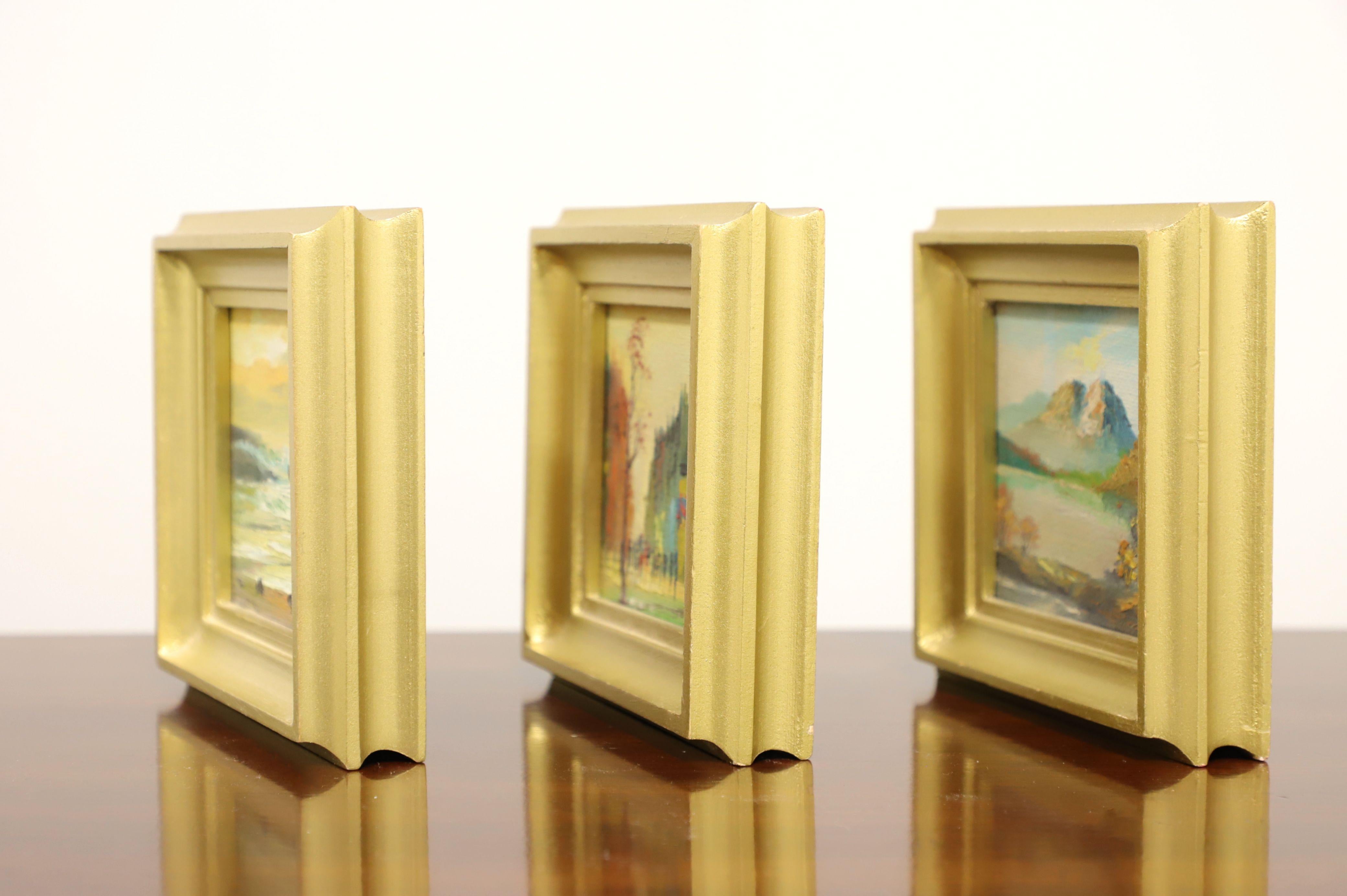Trio of Vintage 20th Century Miniature Oil Paintings - Unknown Artist 1