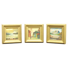 Trio of Vintage 20th Century Miniature Oil Paintings - Unknown Artist