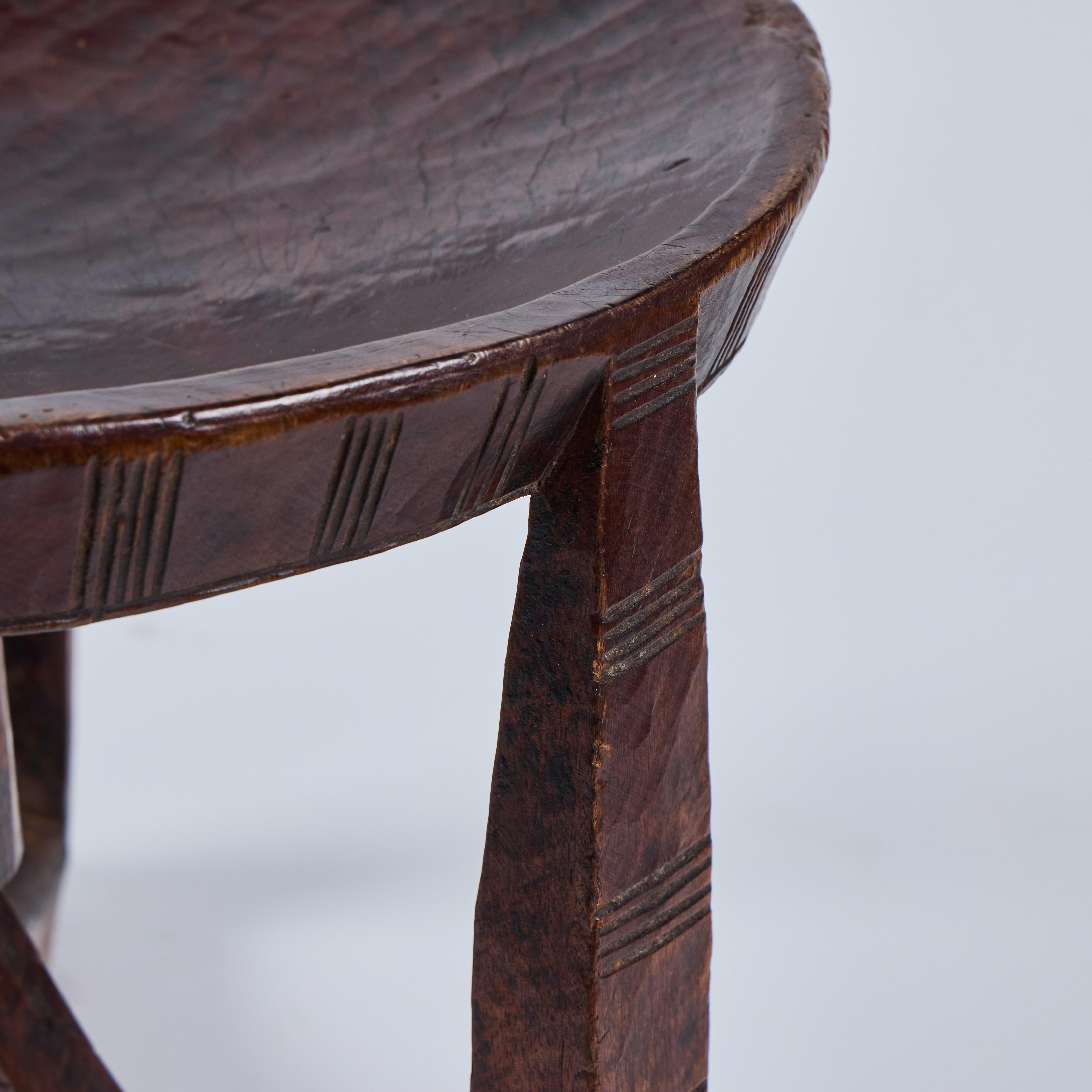 Trio of Vintage African Stools (Ethiopian) For Sale 11