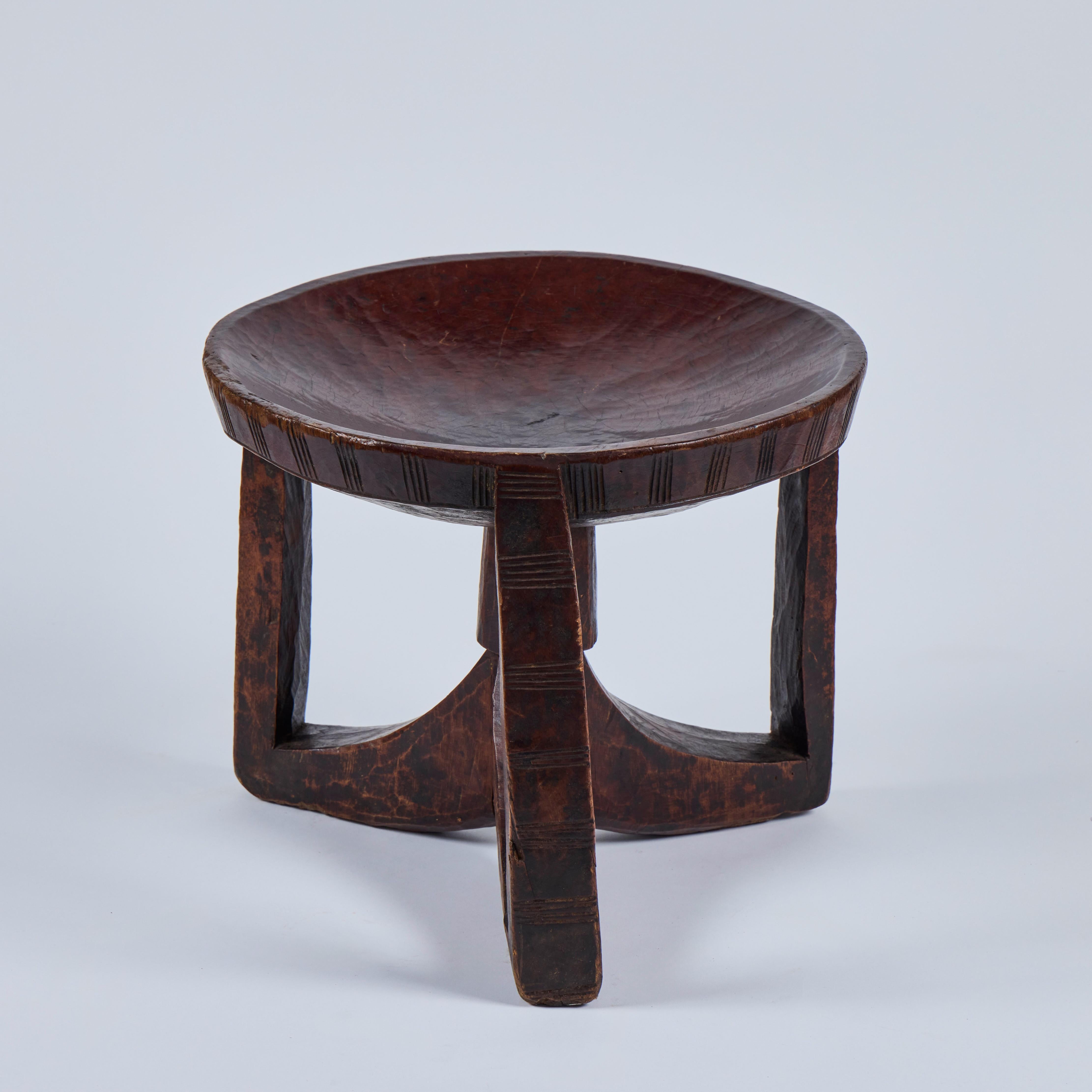 Trio of Vintage African Stools (Ethiopian) For Sale 14