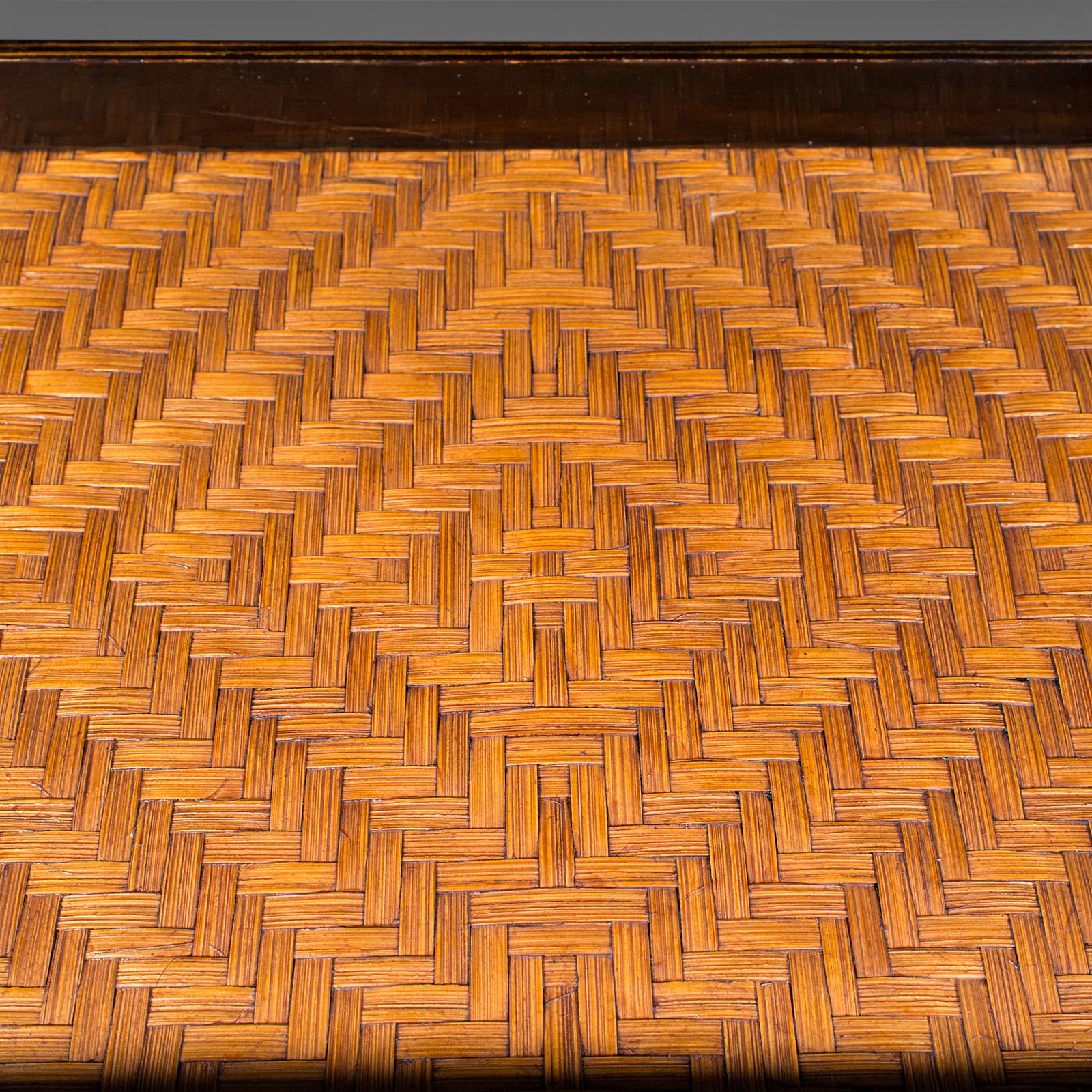 20th Century Trio of Vintage Dinner Trays, Japanese Lacquer Serving Platter, Bamboo, Art Deco
