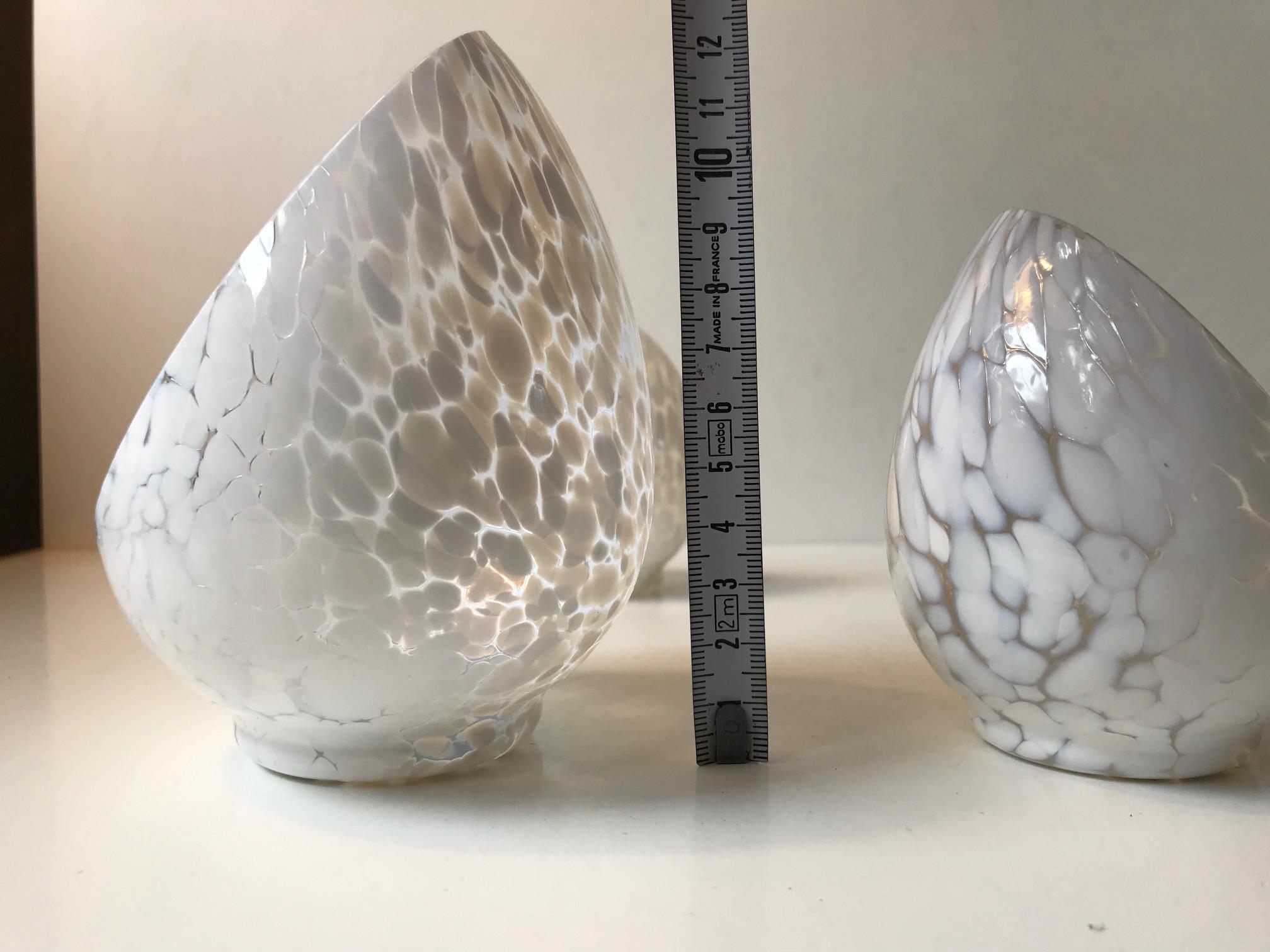 Late 20th Century Trio of Vintage Egg Shaped Blister Glass Candleholders by Ingegerd Råman For Sale