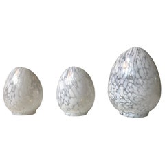 Trio of Retro Egg Shaped Blister Glass Candleholders by Ingegerd Råman