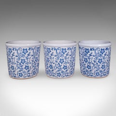 Trio of Vintage Garden Tree Planters, Portuguese, Ceramic, Jardiniere Pots, Bush