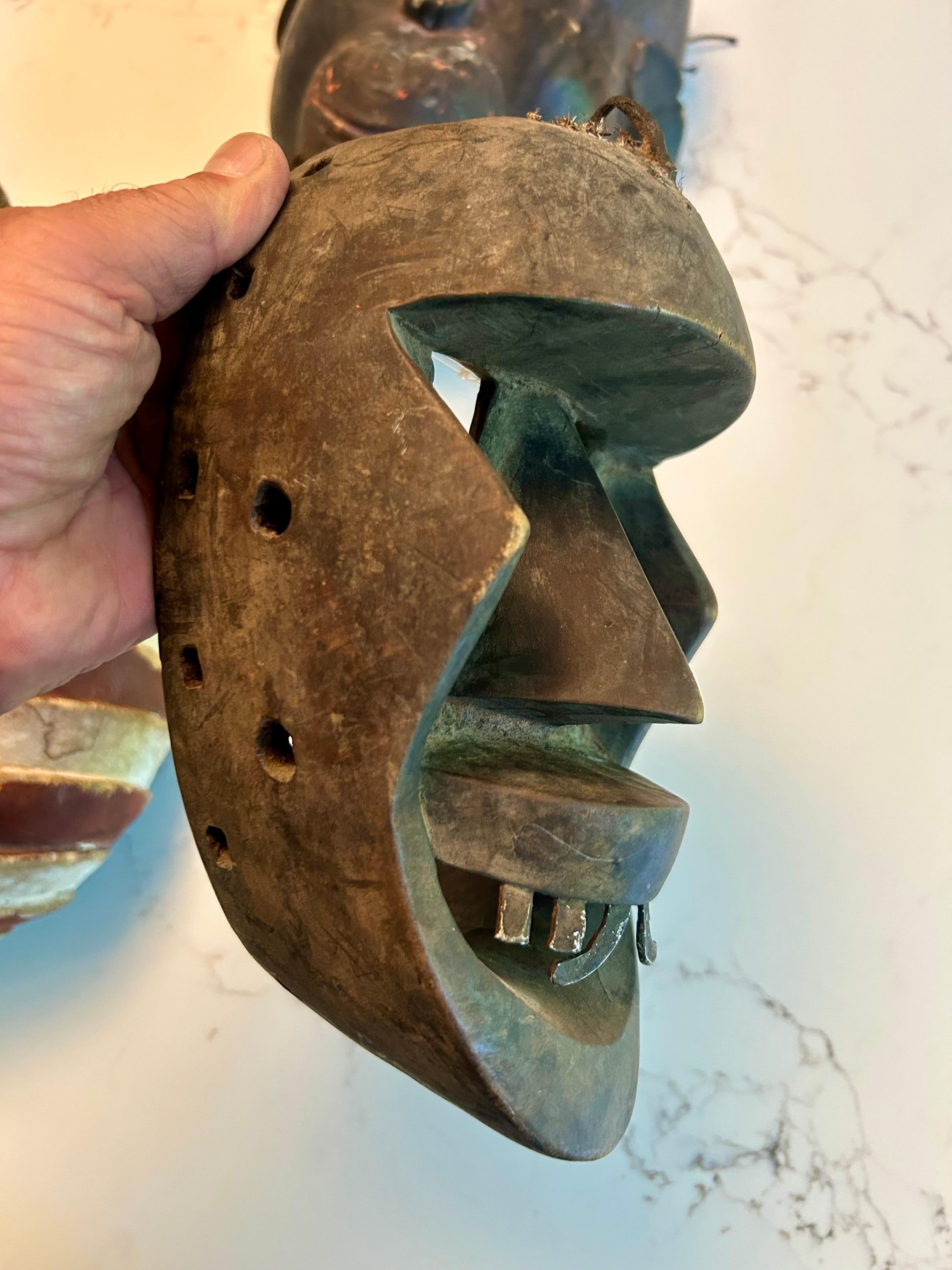 Trio von Vintage-Masken Yombe + Dan Kran Afrikanische Kunst im Angebot 9