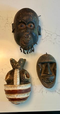 Trio von Vintage-Masken Yombe + Dan Kran Afrikanische Kunst
