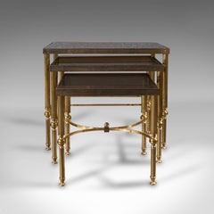 Trio of Vintage Nest Tables, French Brass, Occasional, Coffee, Late 20th Century
