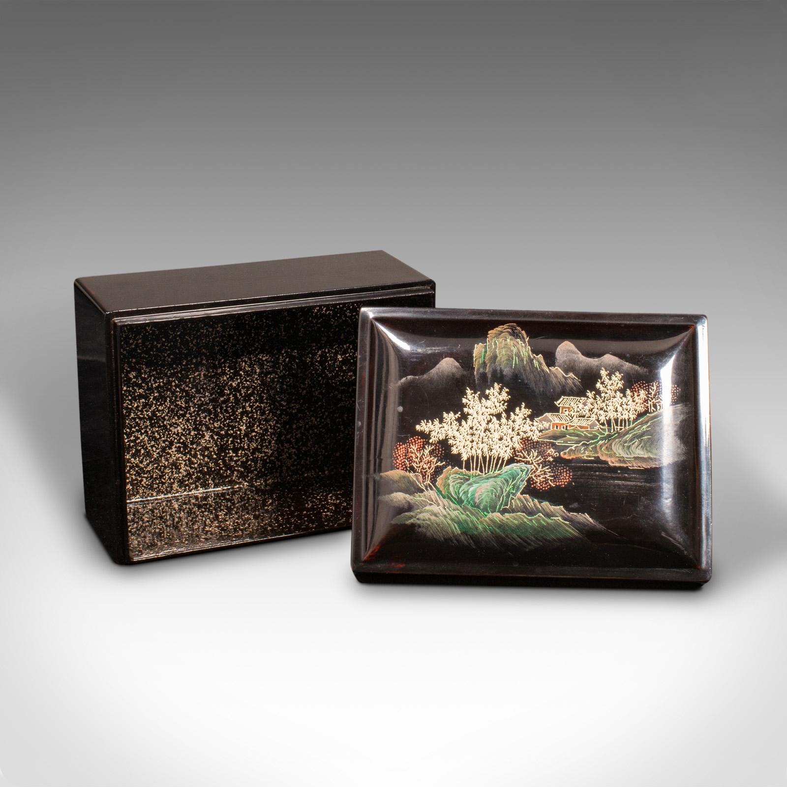 Trio Of Vintage Nesting Boxes, Japanese, Lacquered, Storage Box, Art Deco, 1940 For Sale 3