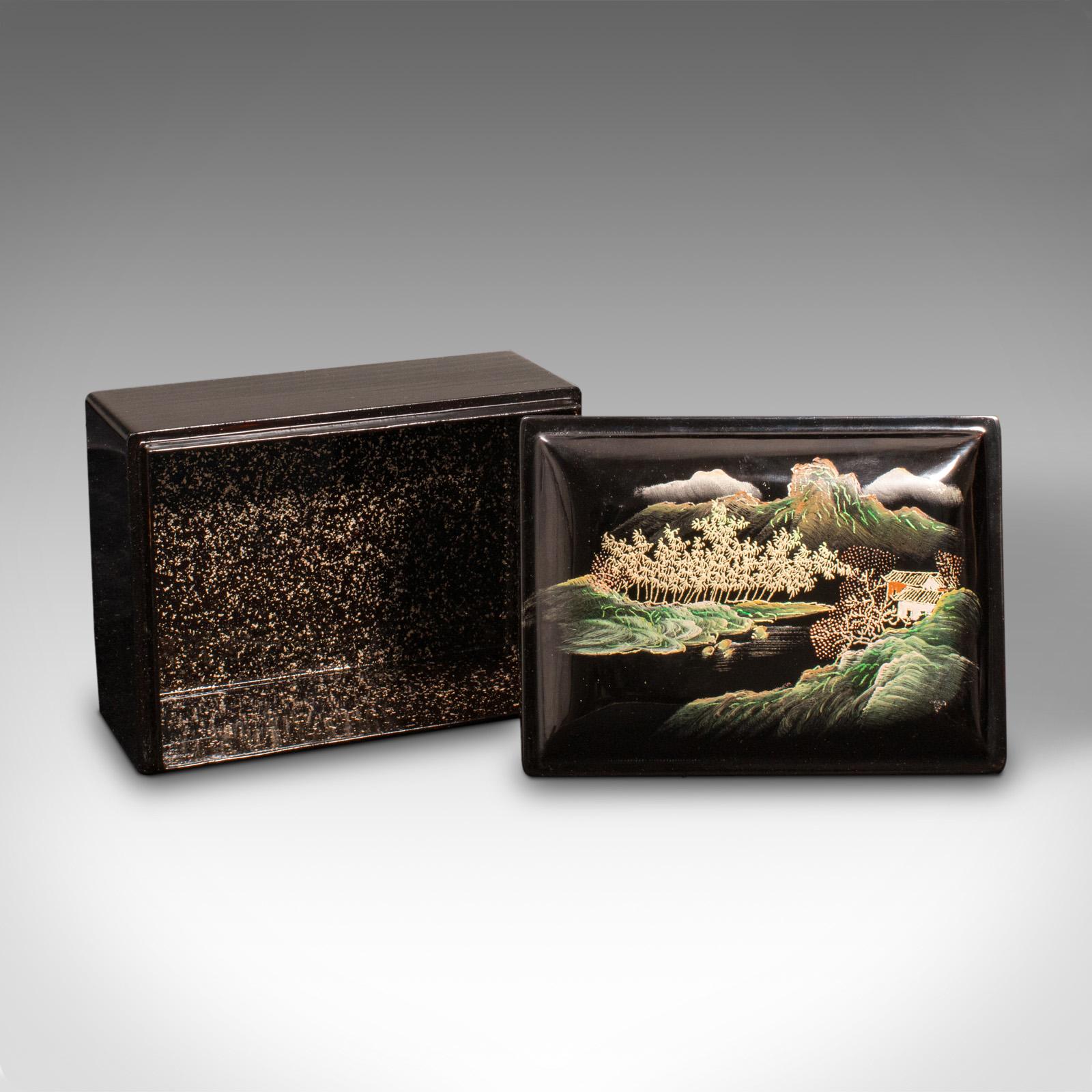 Trio Of Vintage Nesting Boxes, Japanese, Lacquered, Storage Box, Art Deco, 1940 For Sale 4