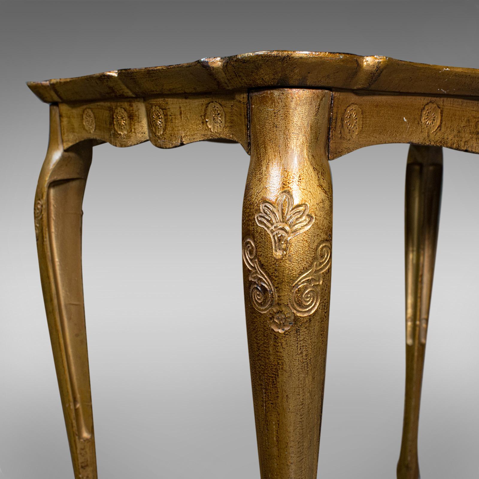 Trio of Vintage Nesting Tables, Italian, Gilt Composite, Side Table, Circa 1970 For Sale 6