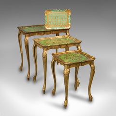 Trio of Vintage Nesting Tables, Italian, Gilt Composite, Side Table, Circa 1970