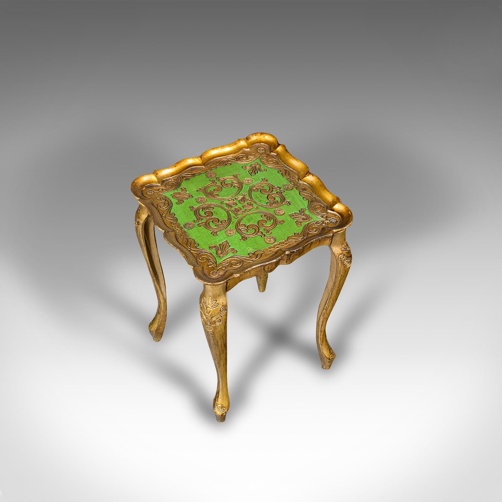Trio of Vintage Nesting Tables, Italian, Gilt Composite, Side Table, Circa 1970 For Sale 2