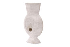 Trio Of White Crackled Finish Handbuilt Stoneware Vases, Humble Matter