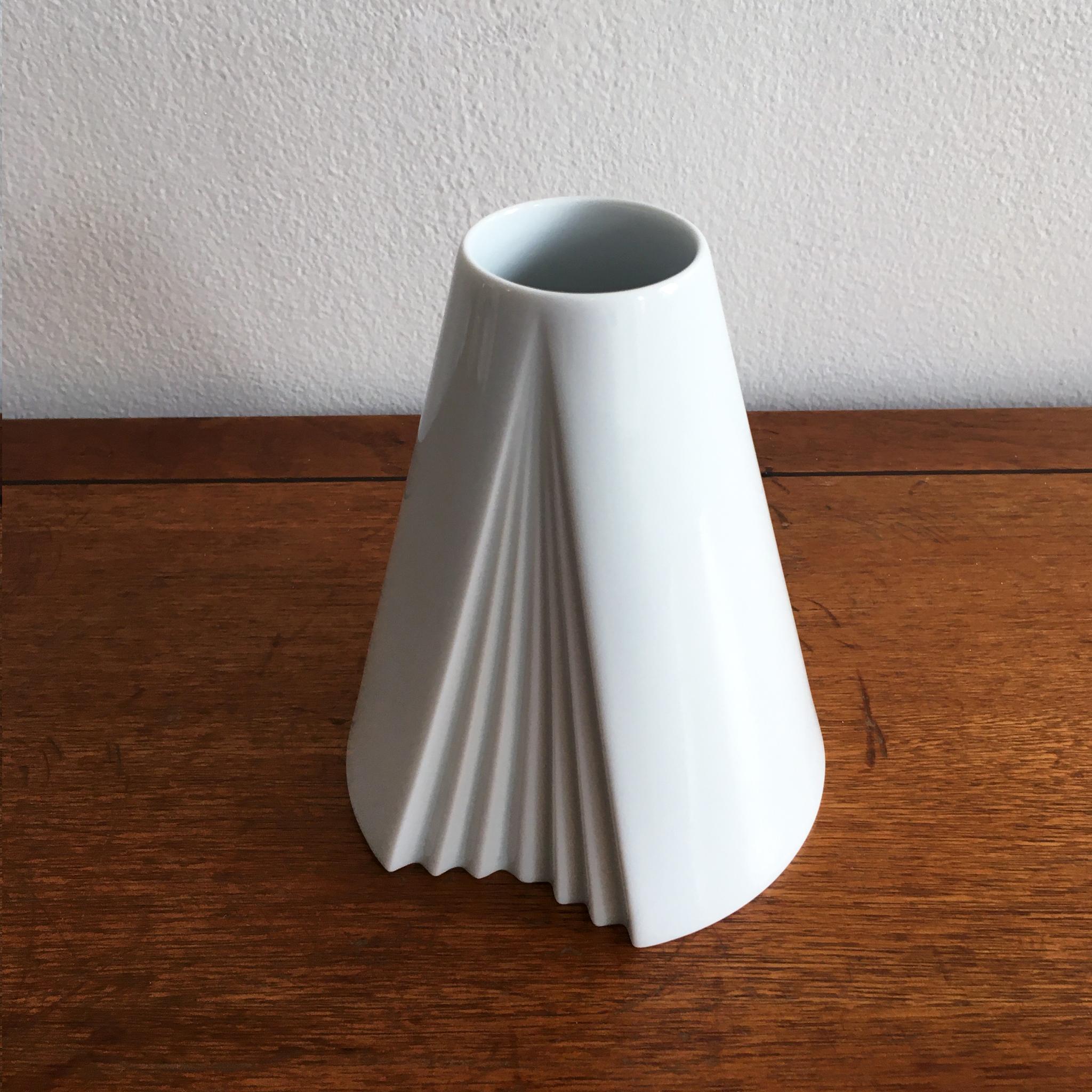 Trio of White Vases by Thomas, Dansk and Rosenthal Plissee  3