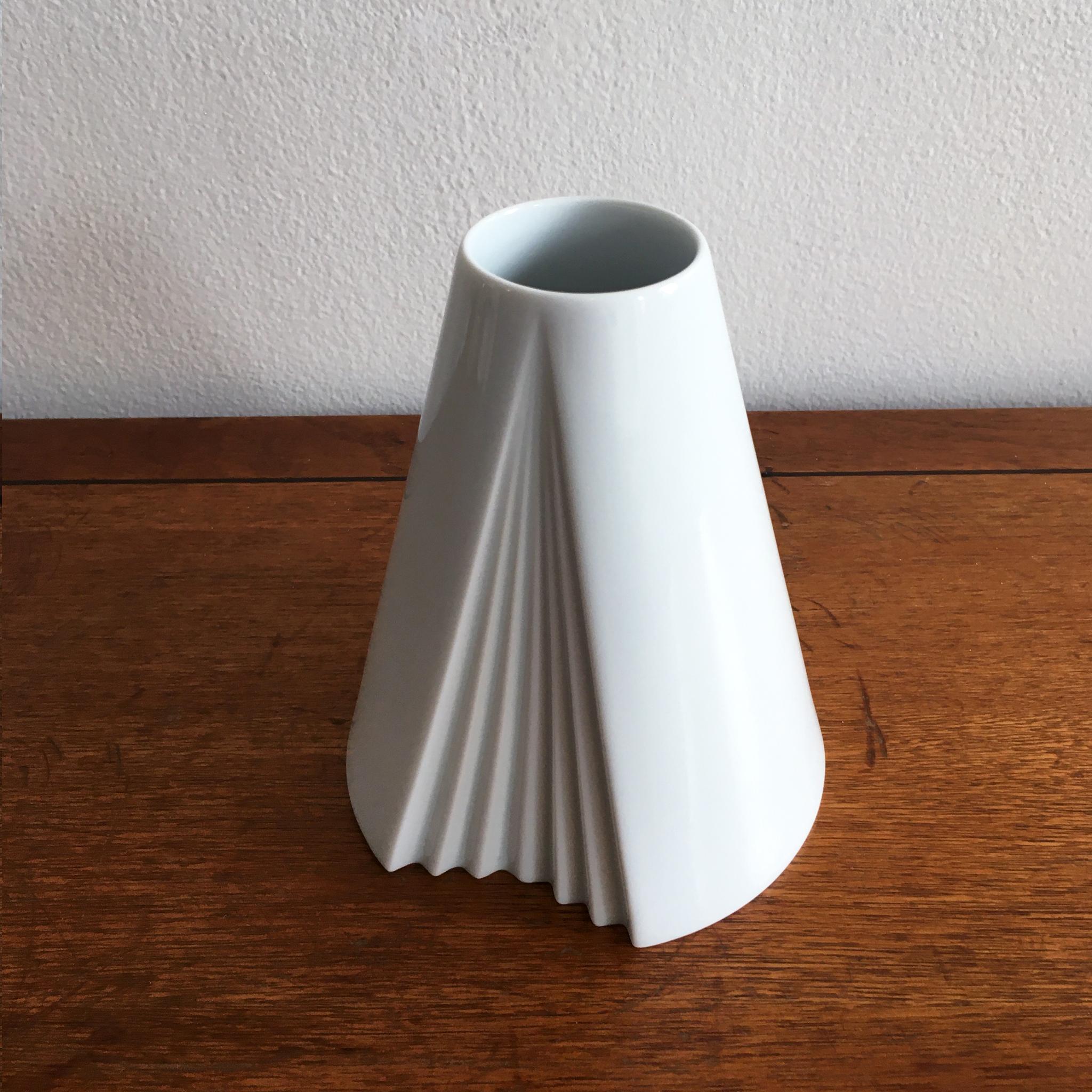 Trio of White Vases by Thomas, Dansk and Rosenthal Plissee 3
