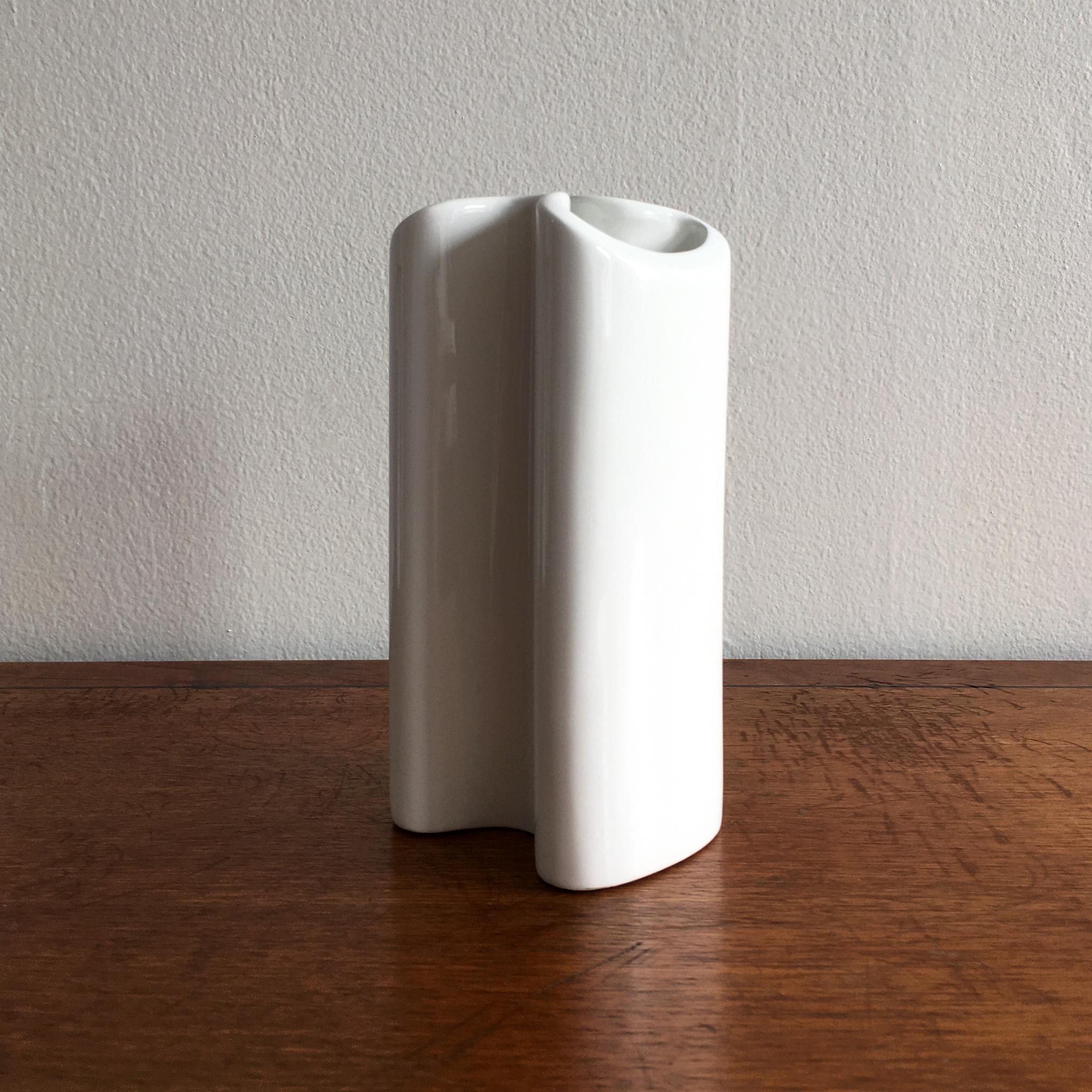 Ceramic Trio of White Vases by Thomas, Dansk and Rosenthal Plissee 