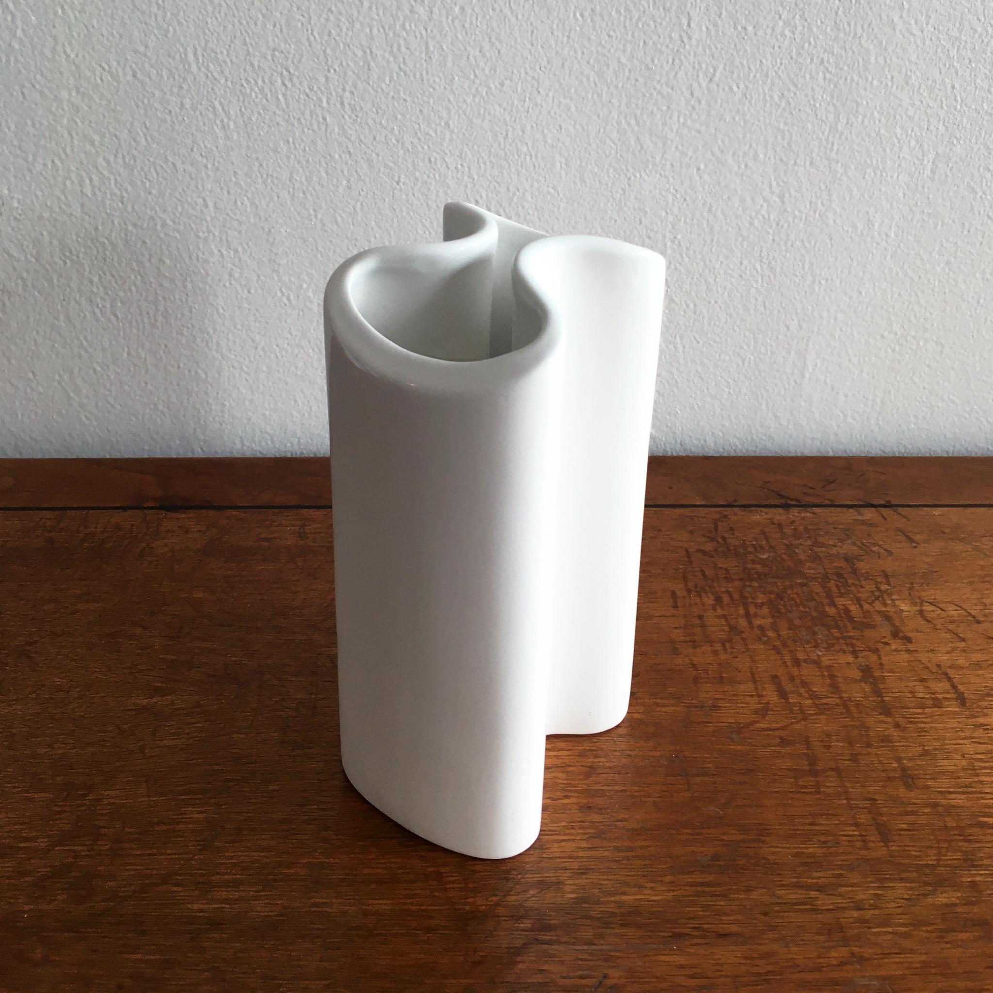 Trio of White Vases by Thomas, Dansk and Rosenthal Plissee  1