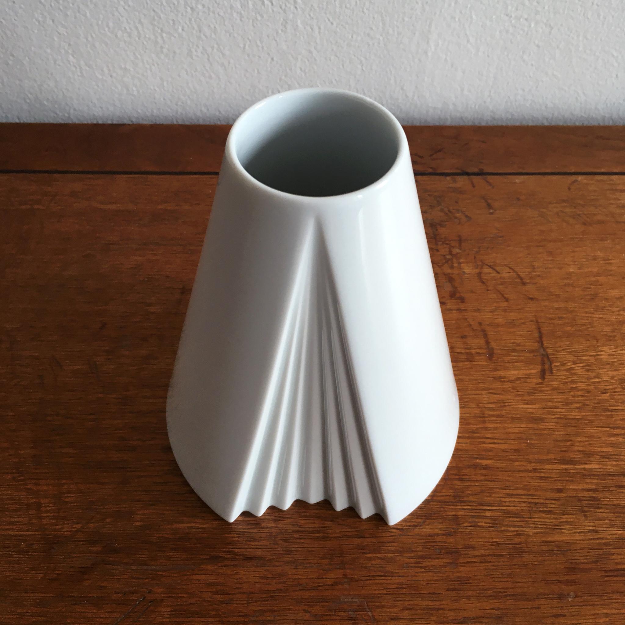 Trio of White Vases by Thomas, Dansk and Rosenthal Plissee  2