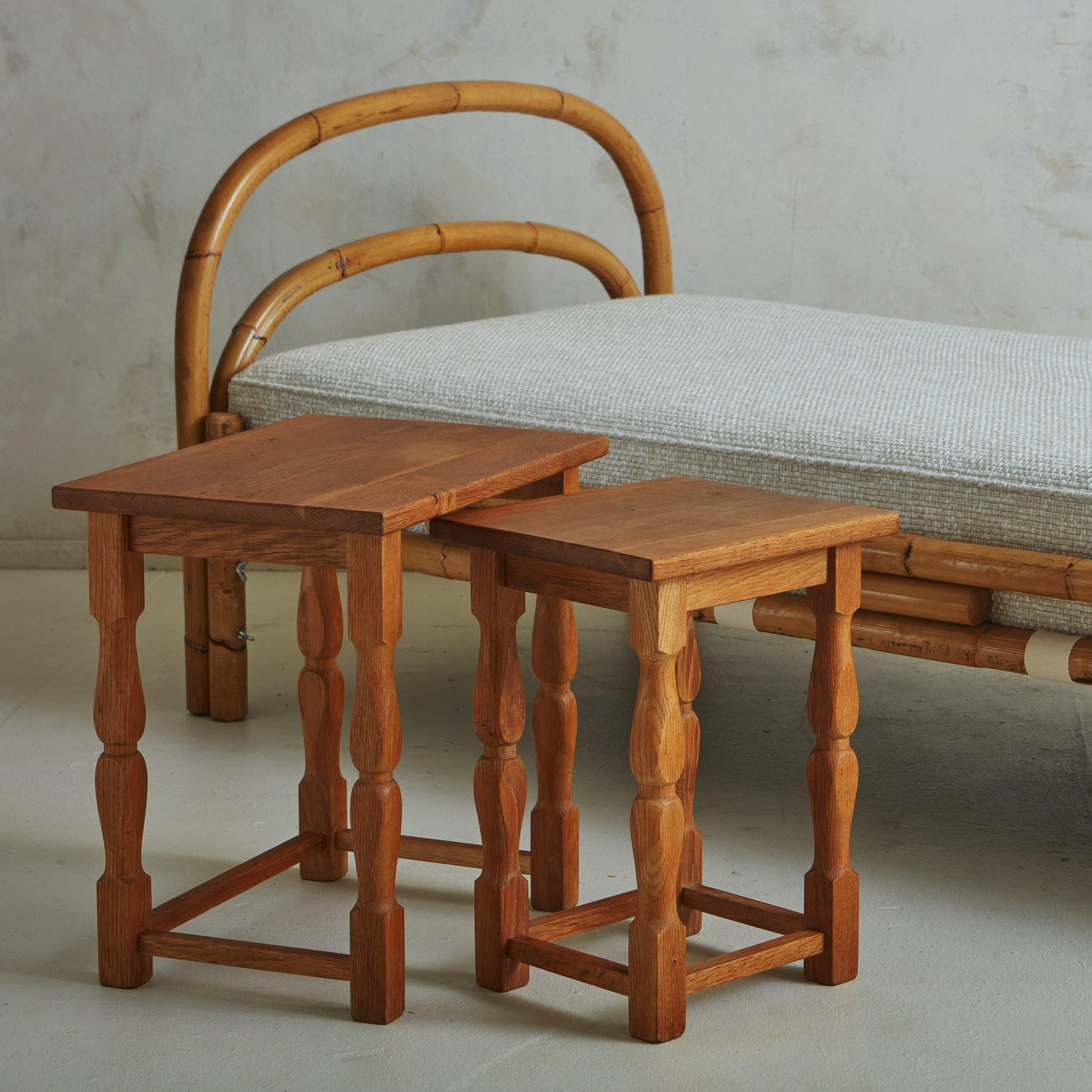 Swedish Trio of Wooden Nesting Side Tables, Sweden 20th Century For Sale