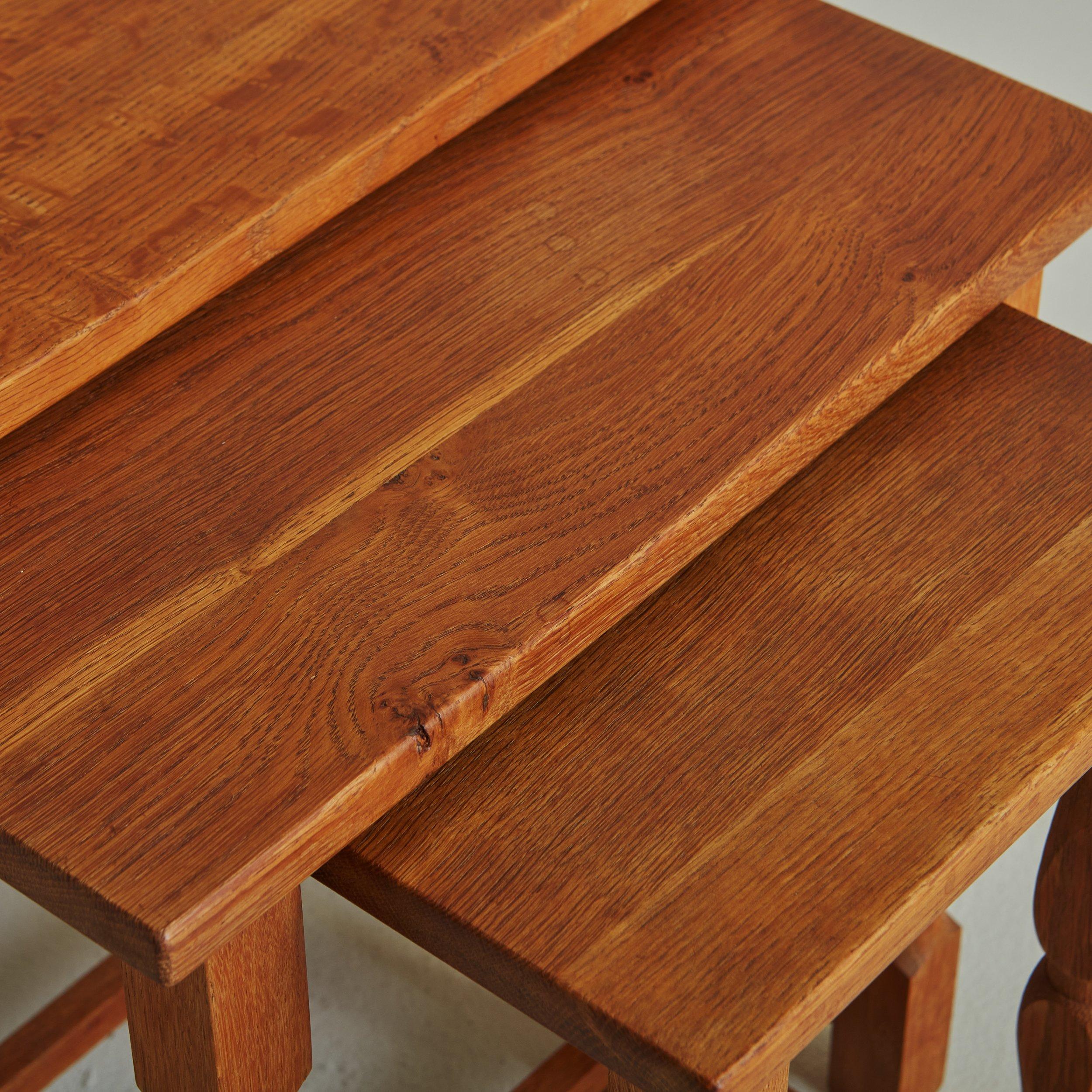 Trio of Wooden Nesting Side Tables, Sweden 20th Century In Good Condition For Sale In Chicago, IL