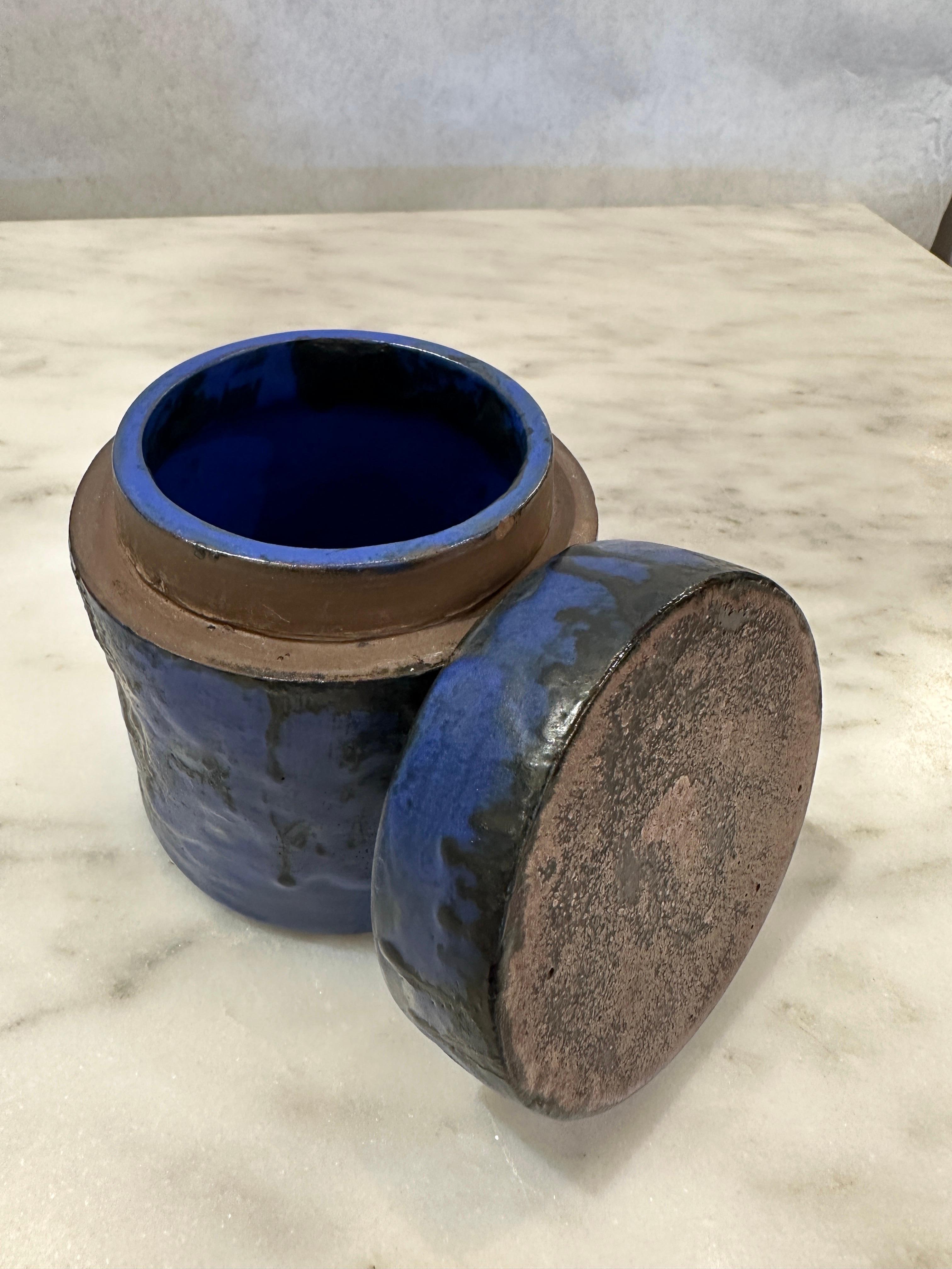 Mid-Century Modern Trio of Yves Klein Blue 1960's West German Pottery (3 Pieces) For Sale