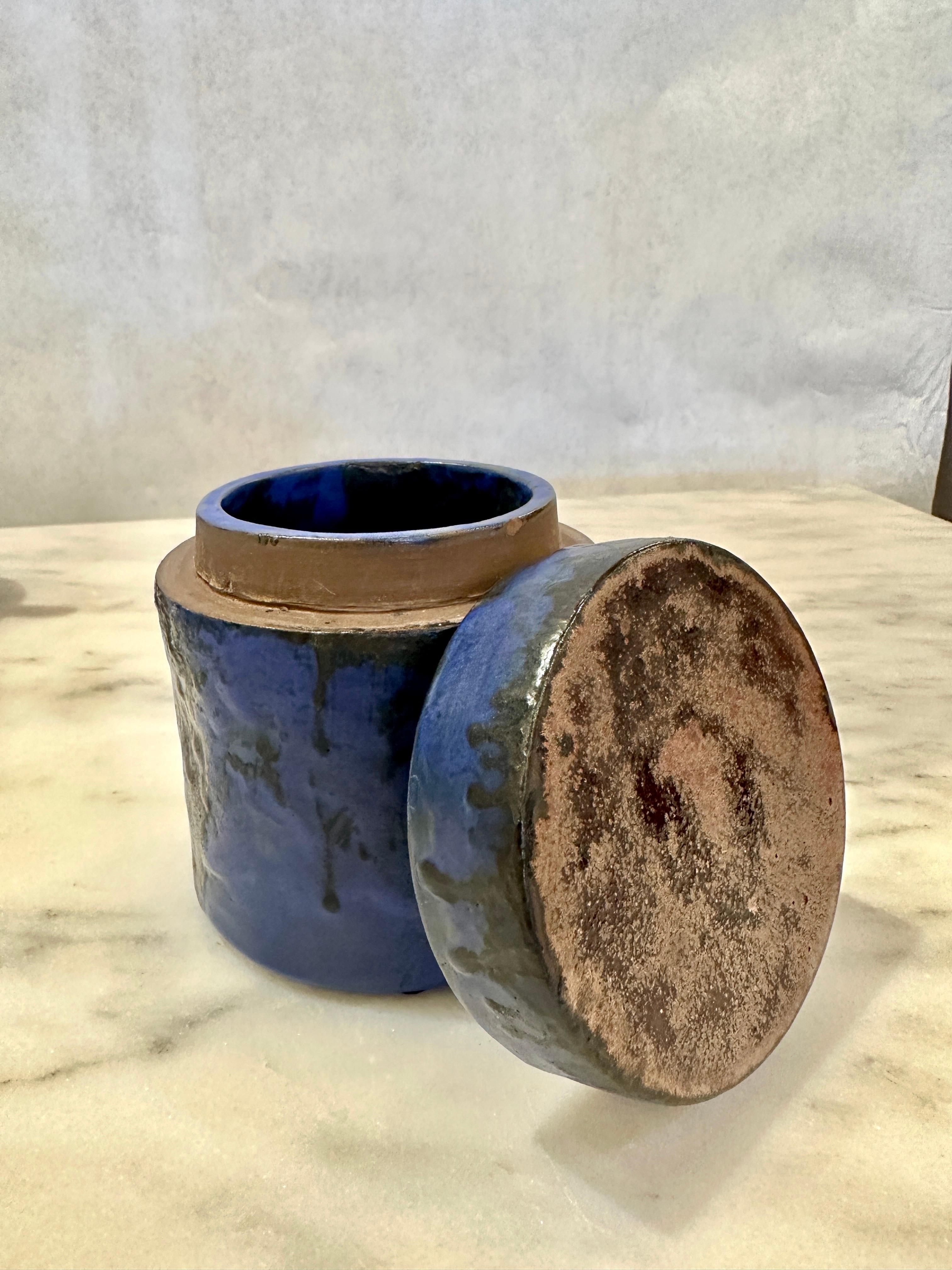 Trio of Yves Klein Blue 1960's West German Pottery (3 Pieces) In Good Condition For Sale In East Hampton, NY