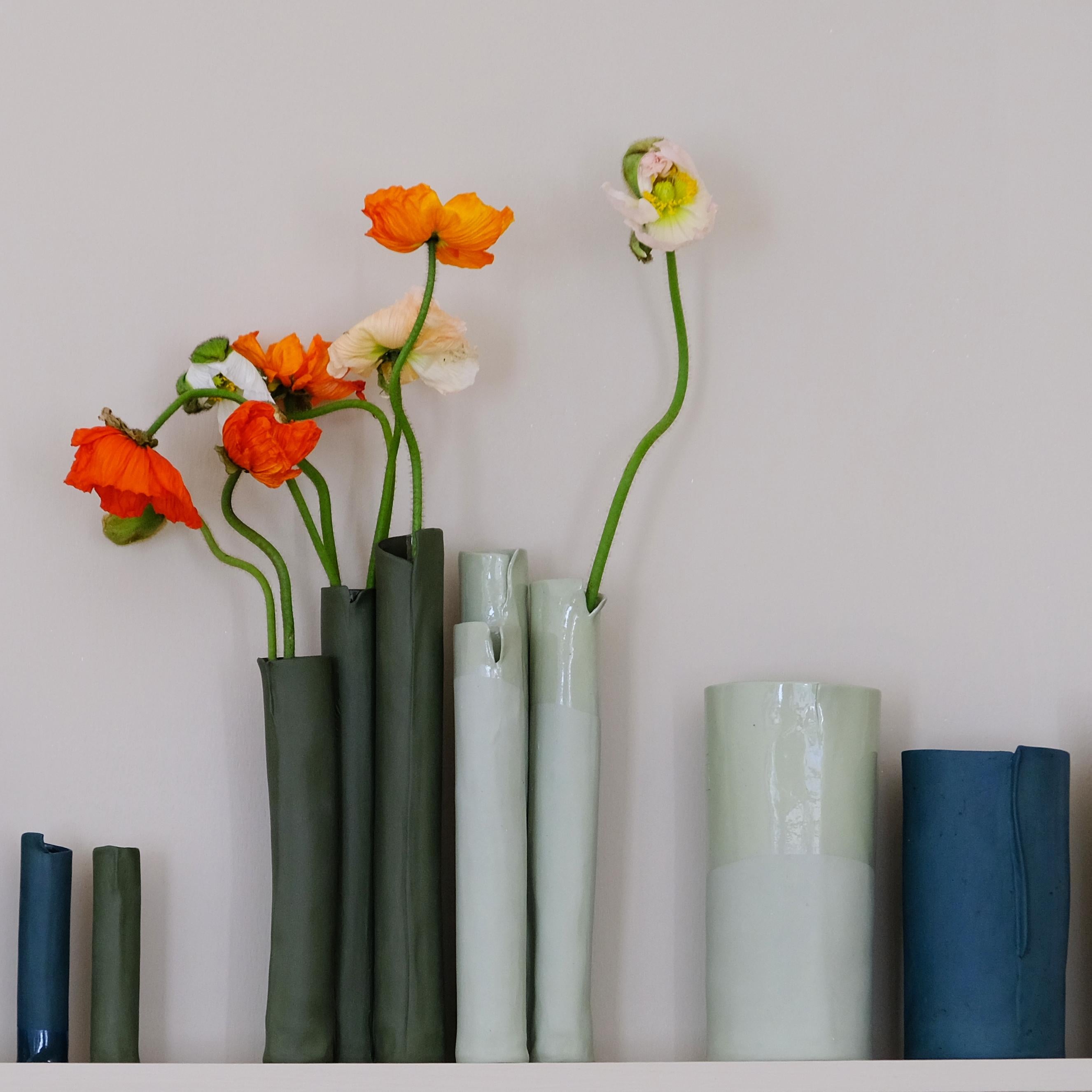 Olivgrüne Trio-Vase von Biancodichina im Angebot 1