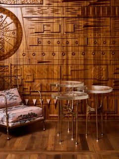 Pedestales "Trío" de bronce dorado y Murano de Studio Glustin