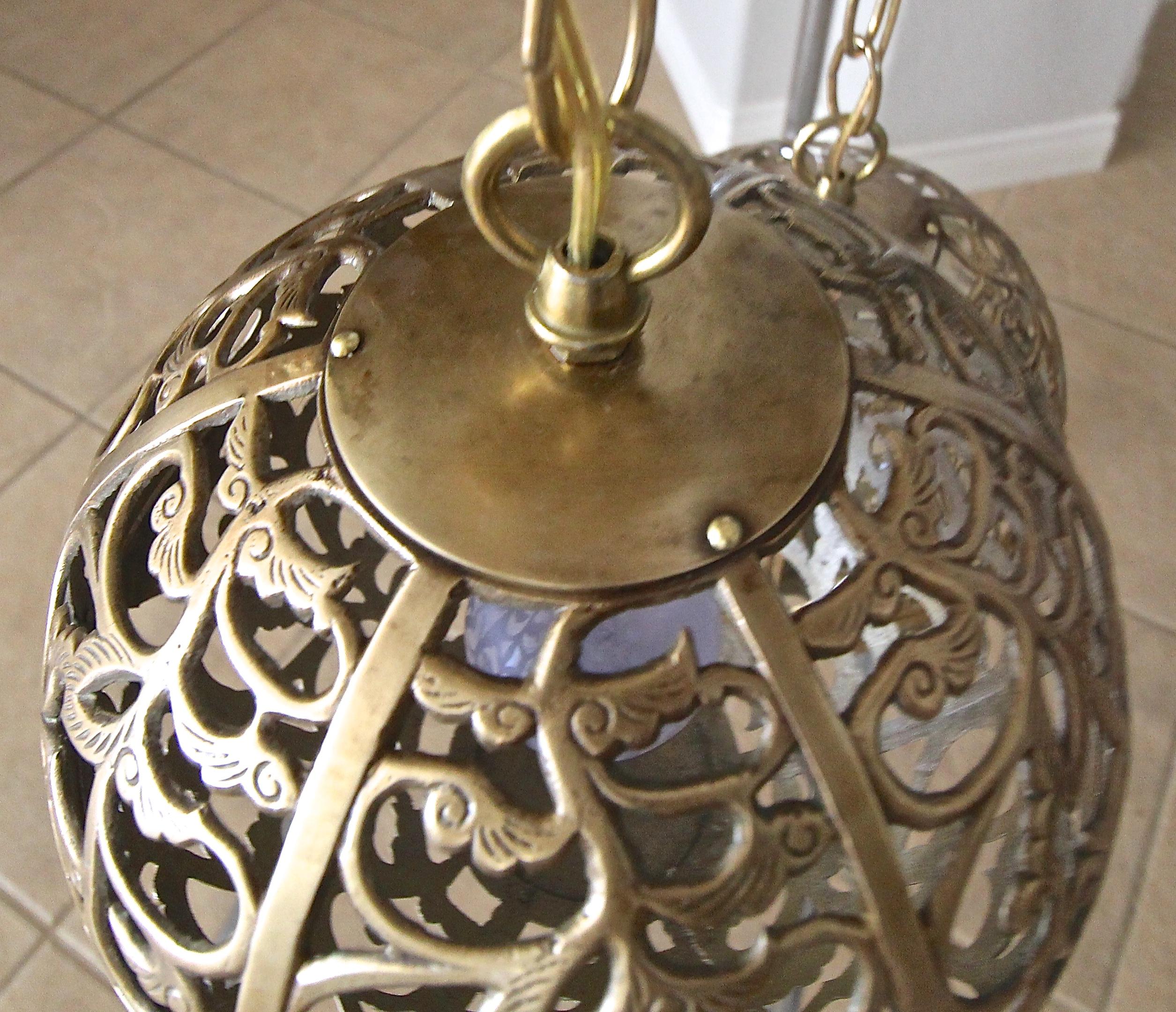 Trio Pierced Brass Asian Ceiling Light Pendant Chandelier 6