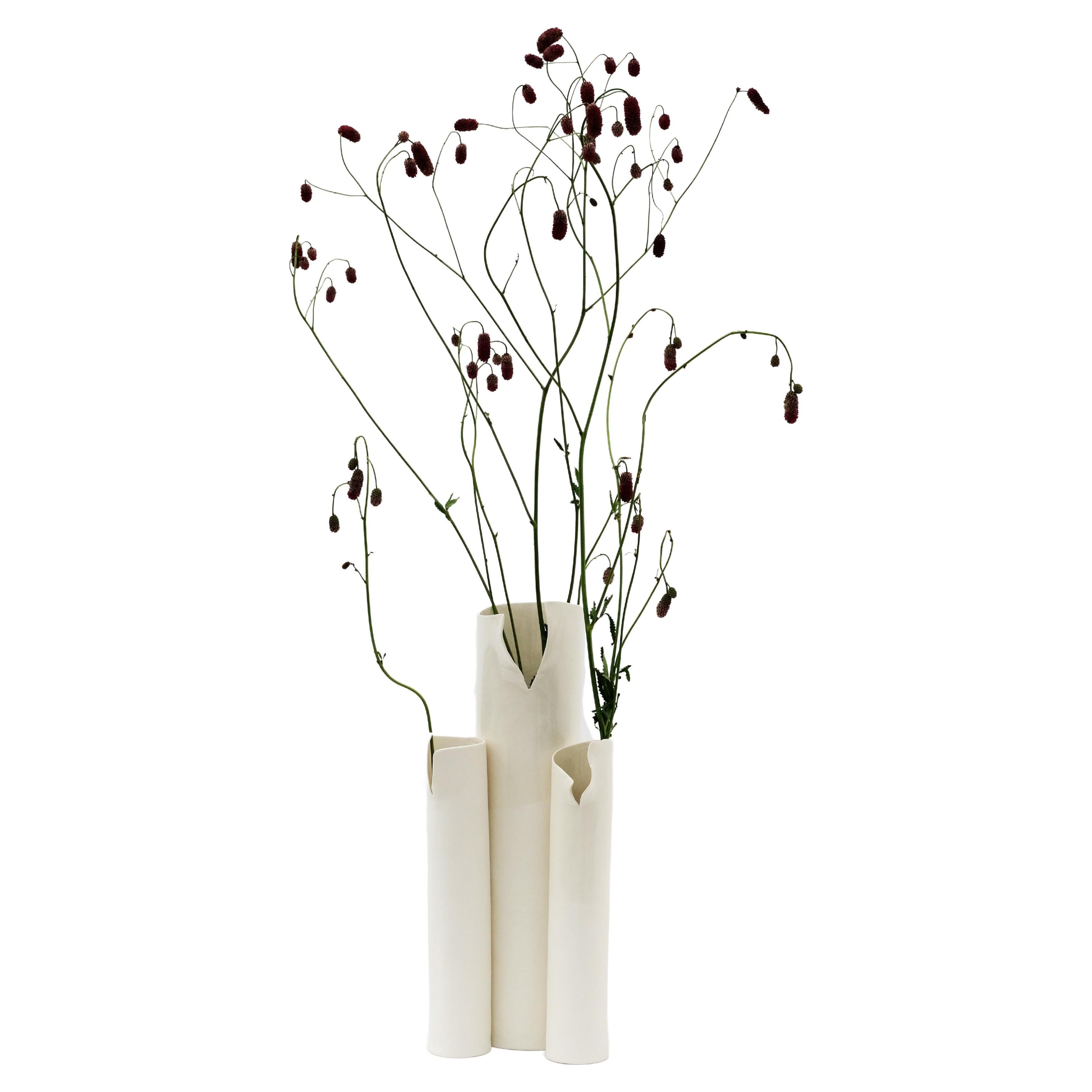 reine weiße Trio-Vase von Biancodichina im Angebot