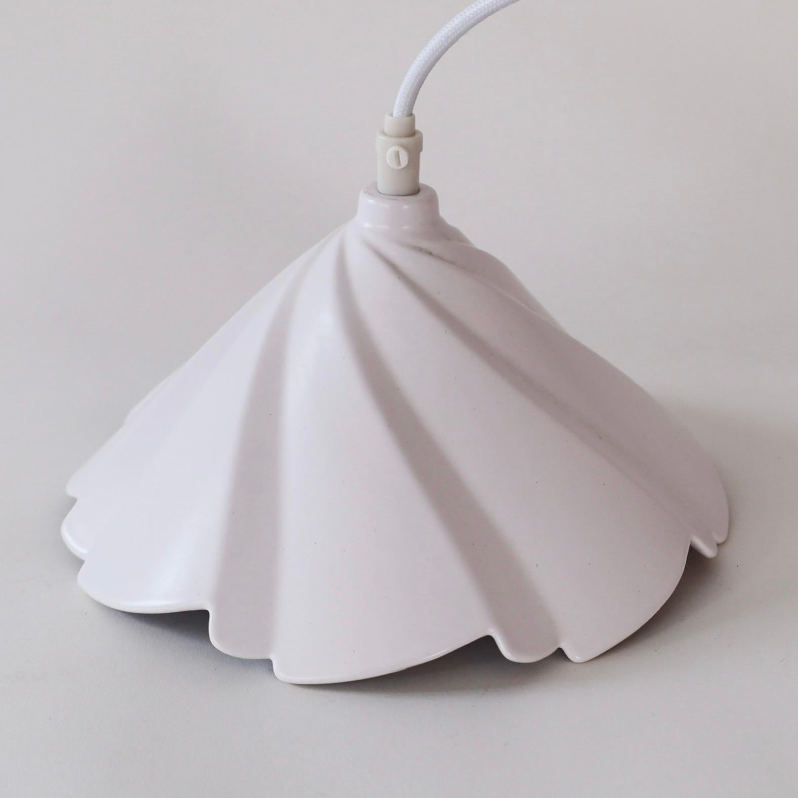 Trio Scalloped Porcelain Pendant Lights by Søholm, Denmark For Sale 5