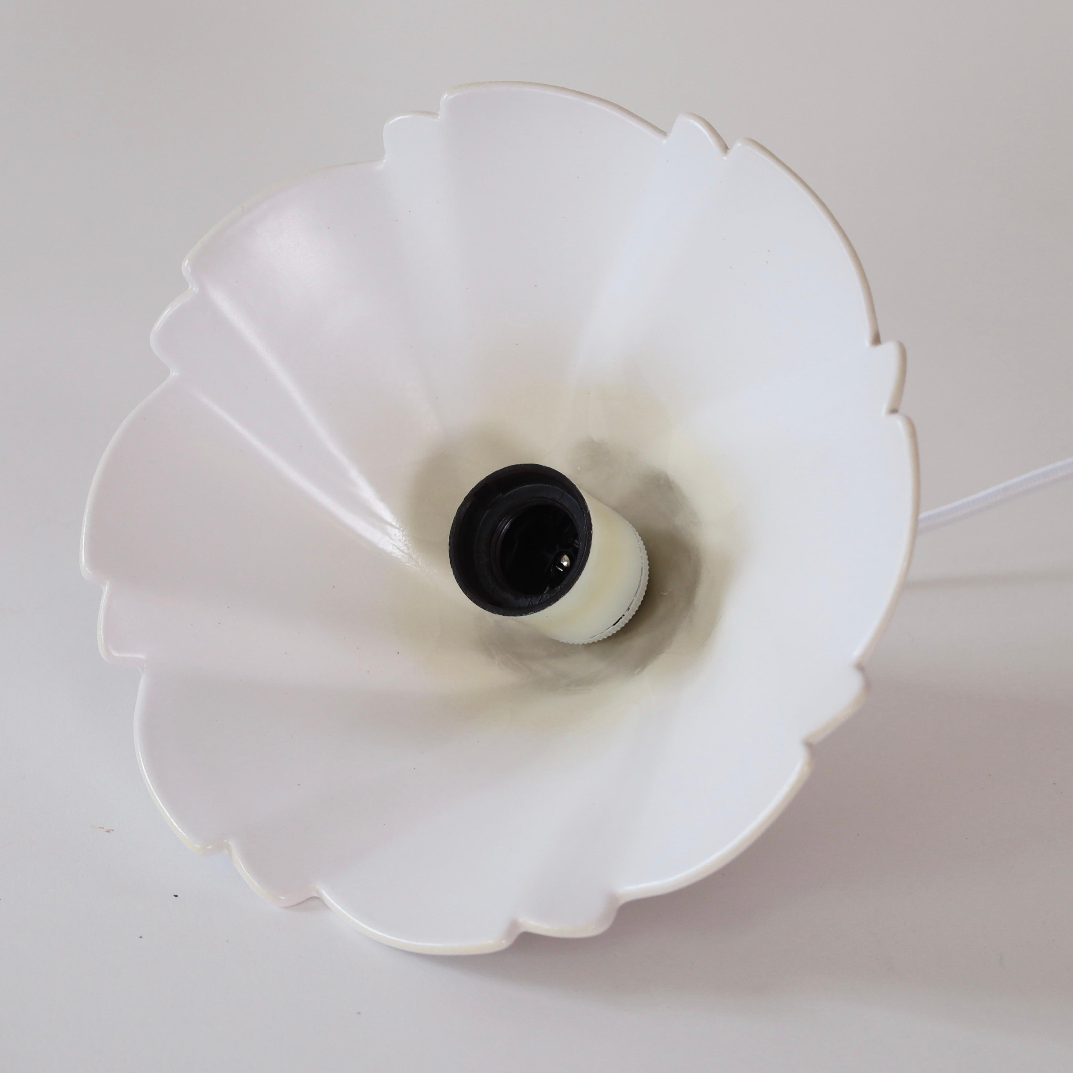 Trio Scalloped Porcelain Pendant Lights by Søholm, Denmark For Sale 6