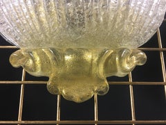 Trio Sconces Gold Inclusions Barovier & Toso Style, Murano, 1980