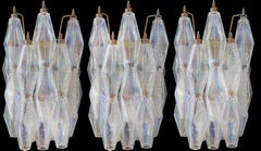 Trio Sconces Iridescent Glass "Poliedri", Murano, 1970s