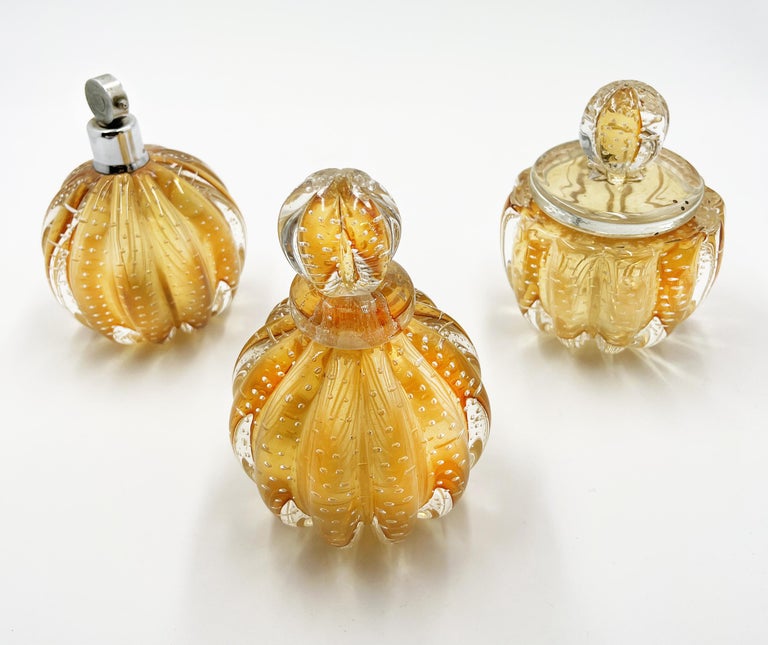 Trio Set Bathroom Murano Bubble Glasses For Sale at 1stDibs