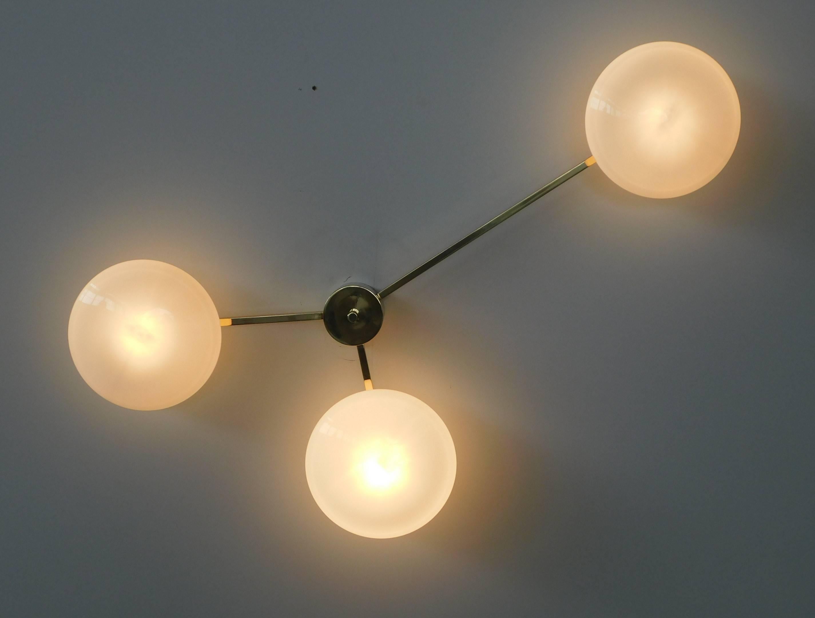 Polished Trio Shade Flush Mount For Sale
