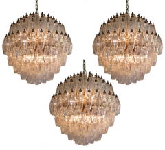 Trio Spherical Poliedri Candelier Carlo Scarpa Style, Murano