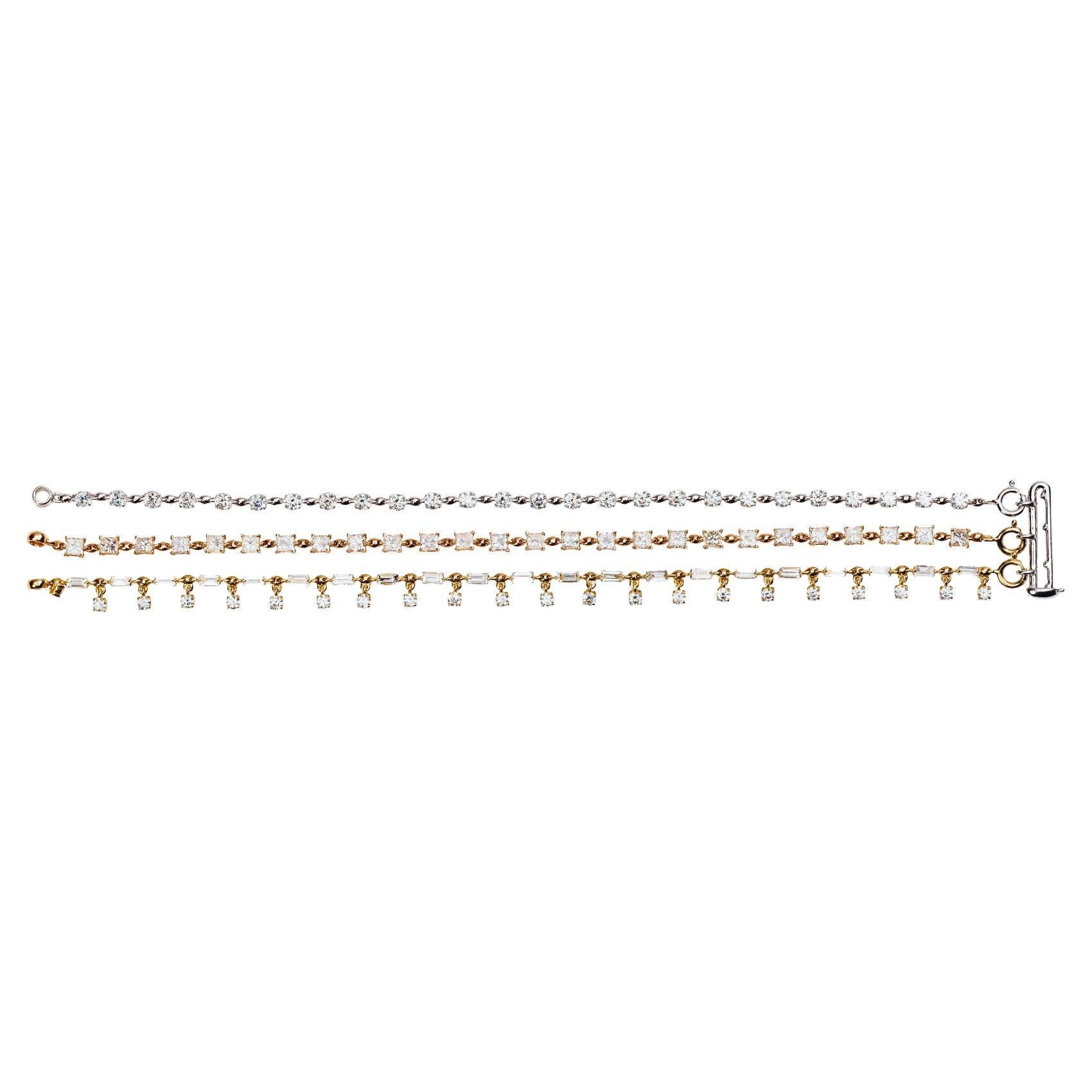 Trio Strand Gold and Diamond Bracelet by Made by Malyia For Sale