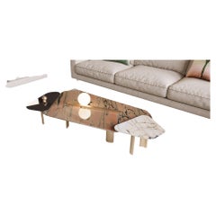 21st Century Coffee Table Set of 3 tables in Marble and Glass.