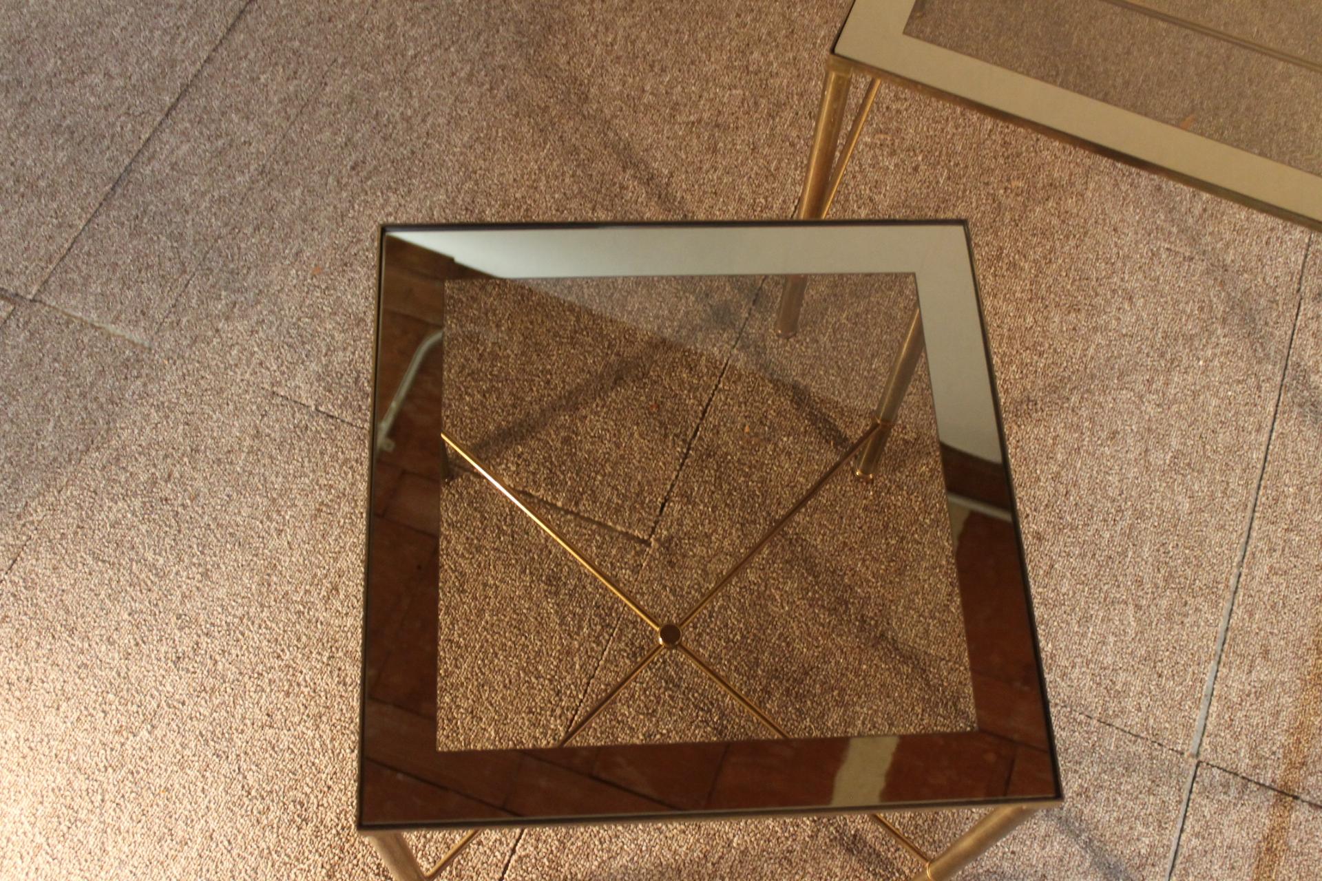 Trio Tables, Glass and Brass, 1970, Italy For Sale 4