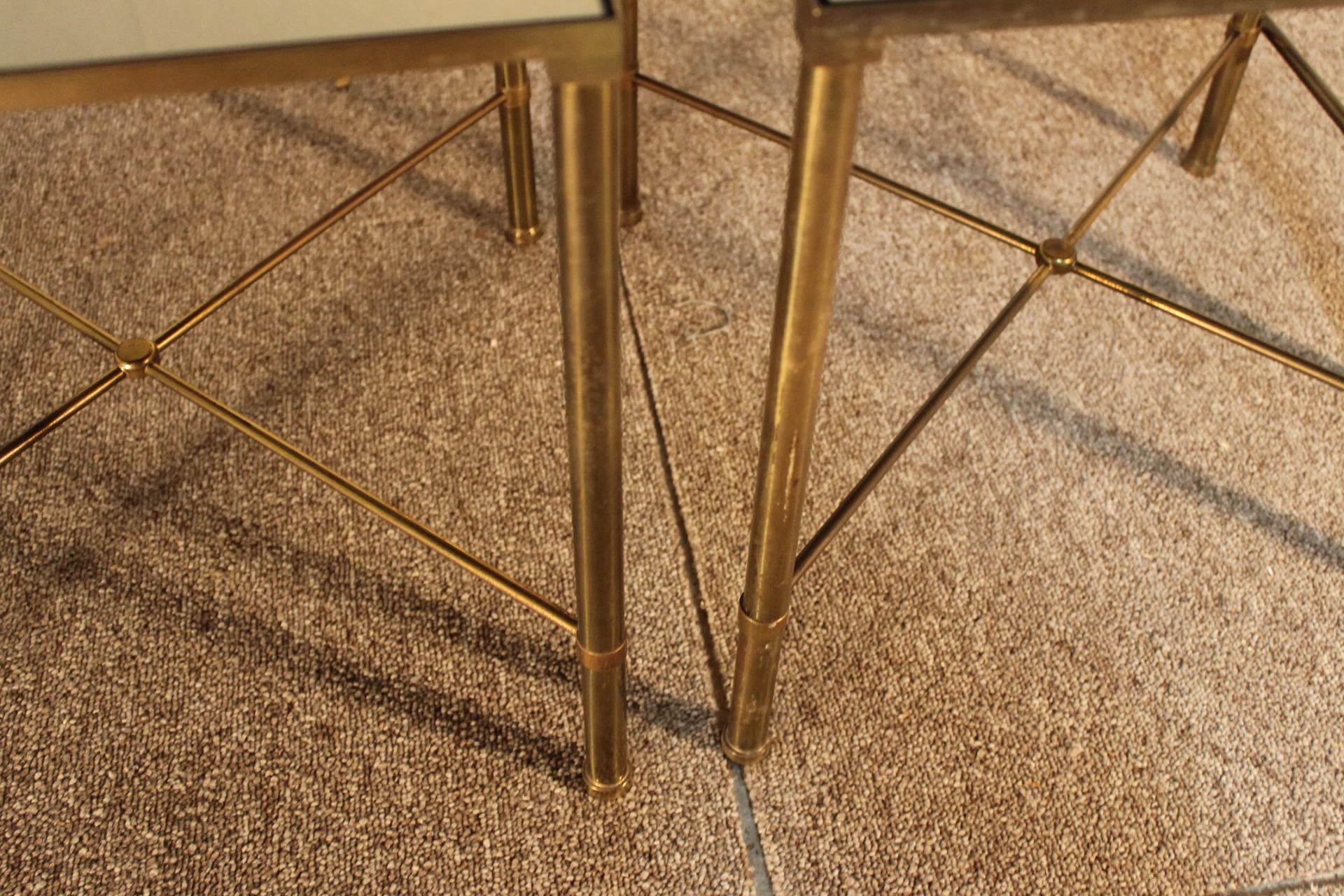 Trio Tables, Glass and Brass, 1970, Italy For Sale 8