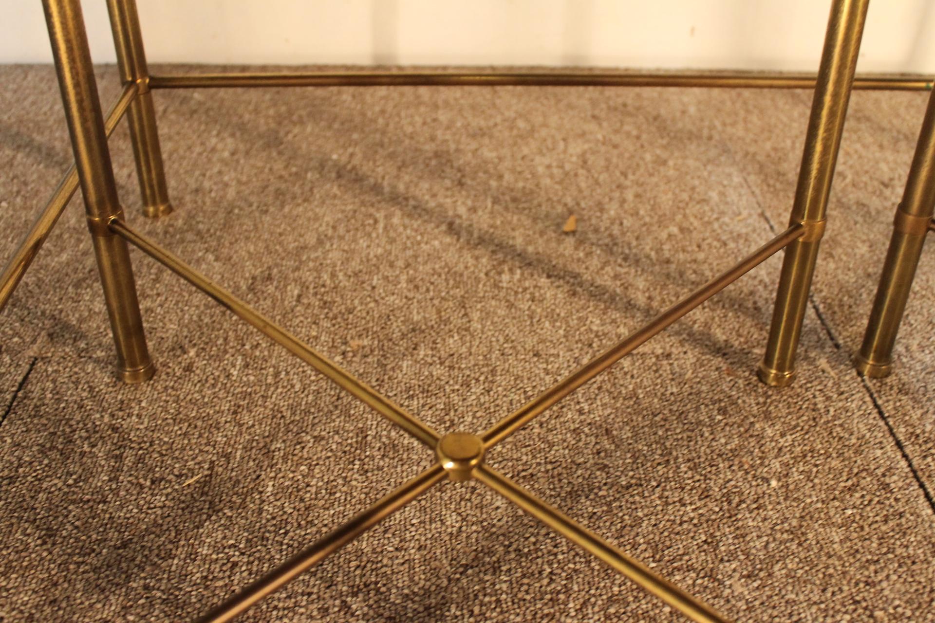 Trio Tables, Glass and Brass, 1970, Italy For Sale 9