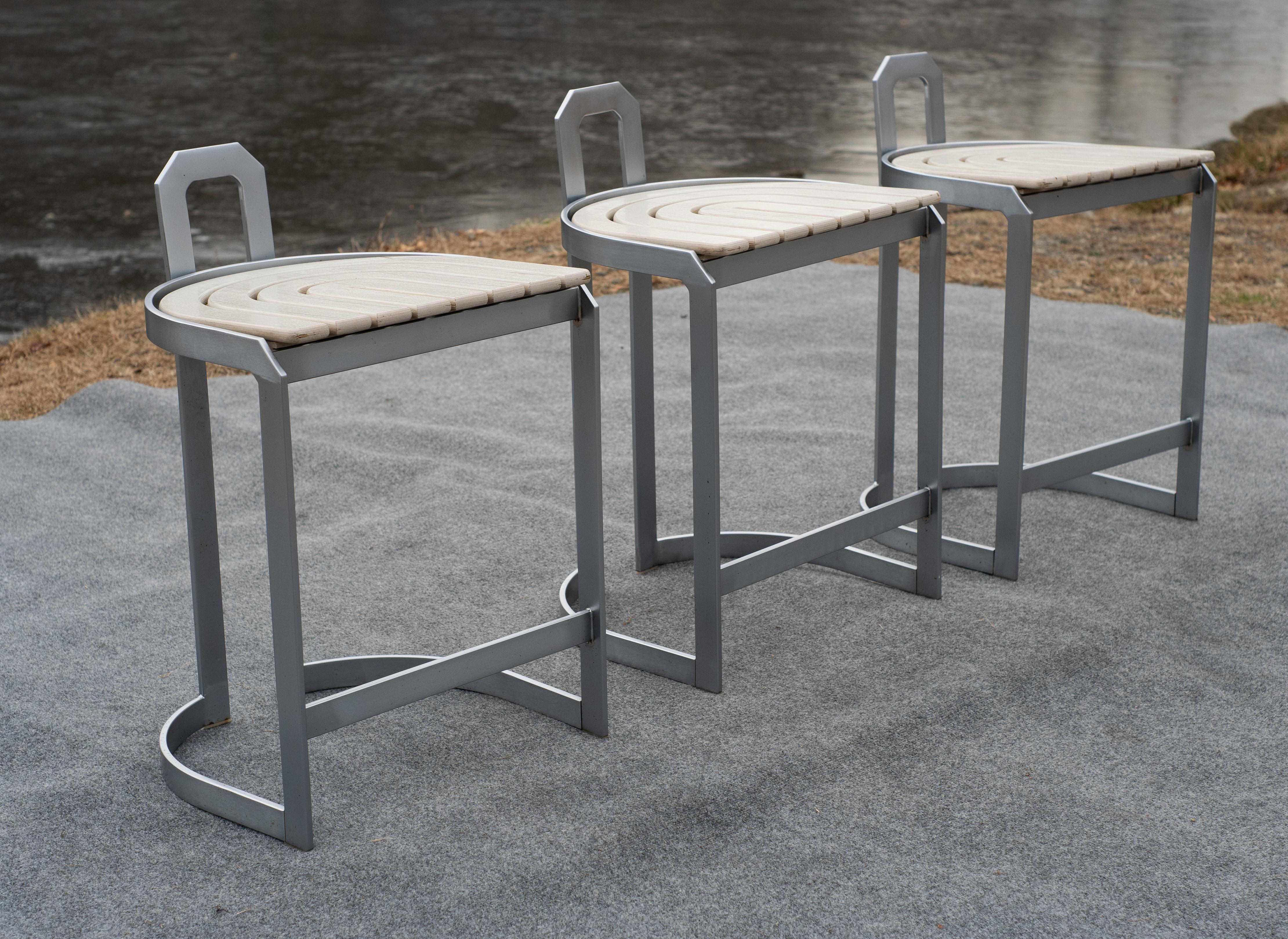American Trio Vintage Design Institute America Counter Height Bar Stools Steel Frames For Sale