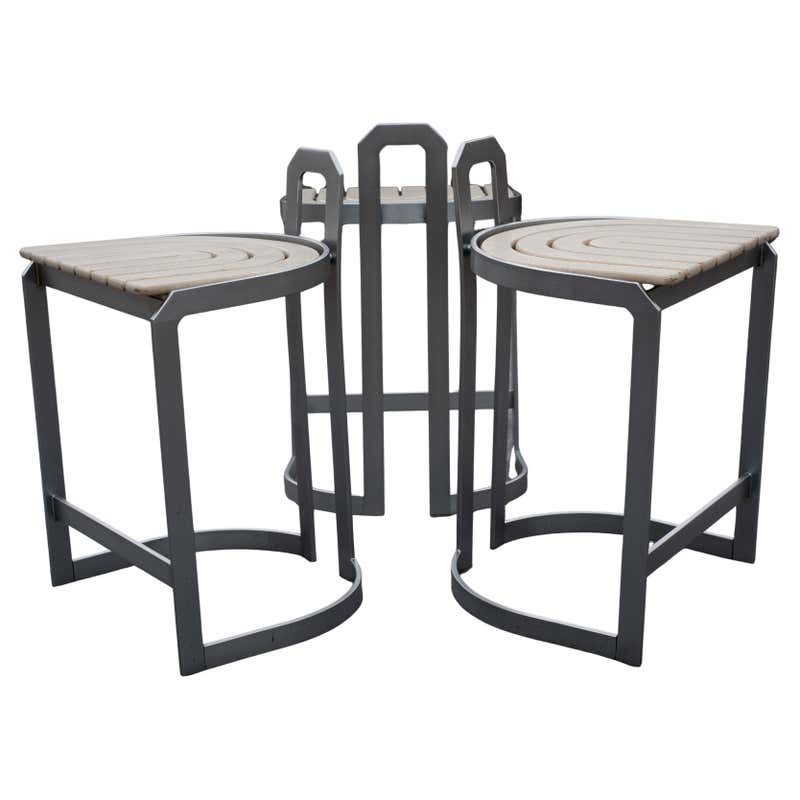 Mid Century Pair Heavy Coil Spring Bar Stools Pair Industrial Steam ...
