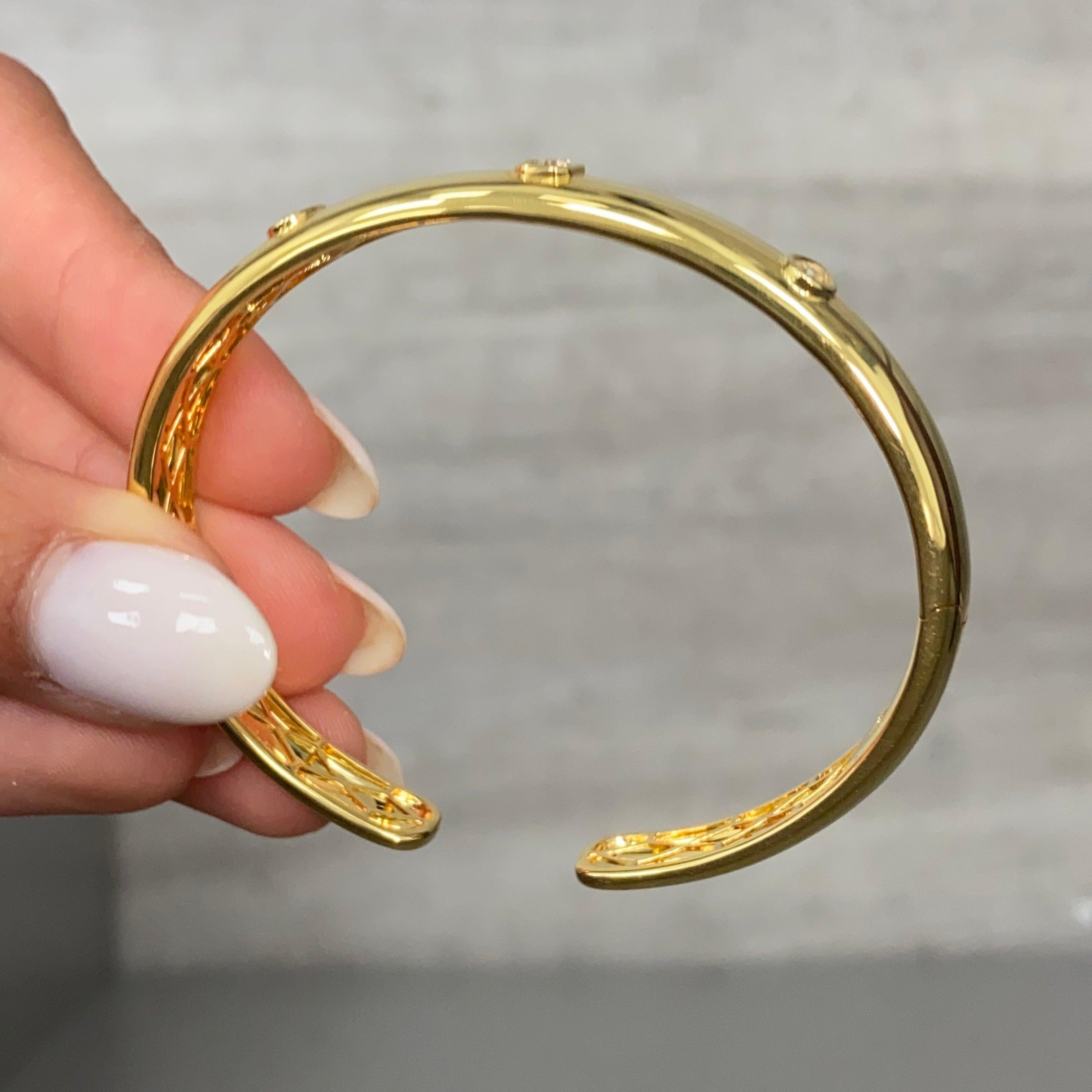 Rare Colors - Trio Yellow Diamond Bezel Cuff Bracelet In New Condition For Sale In New York, NY